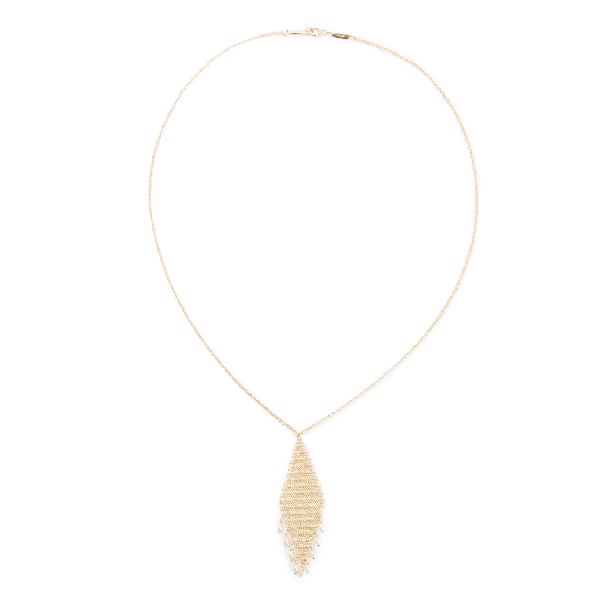 Tiffany & Co. Elsa Peretti 18k Yellow Gold Pearl Mesh Fringe Pendant Necklace