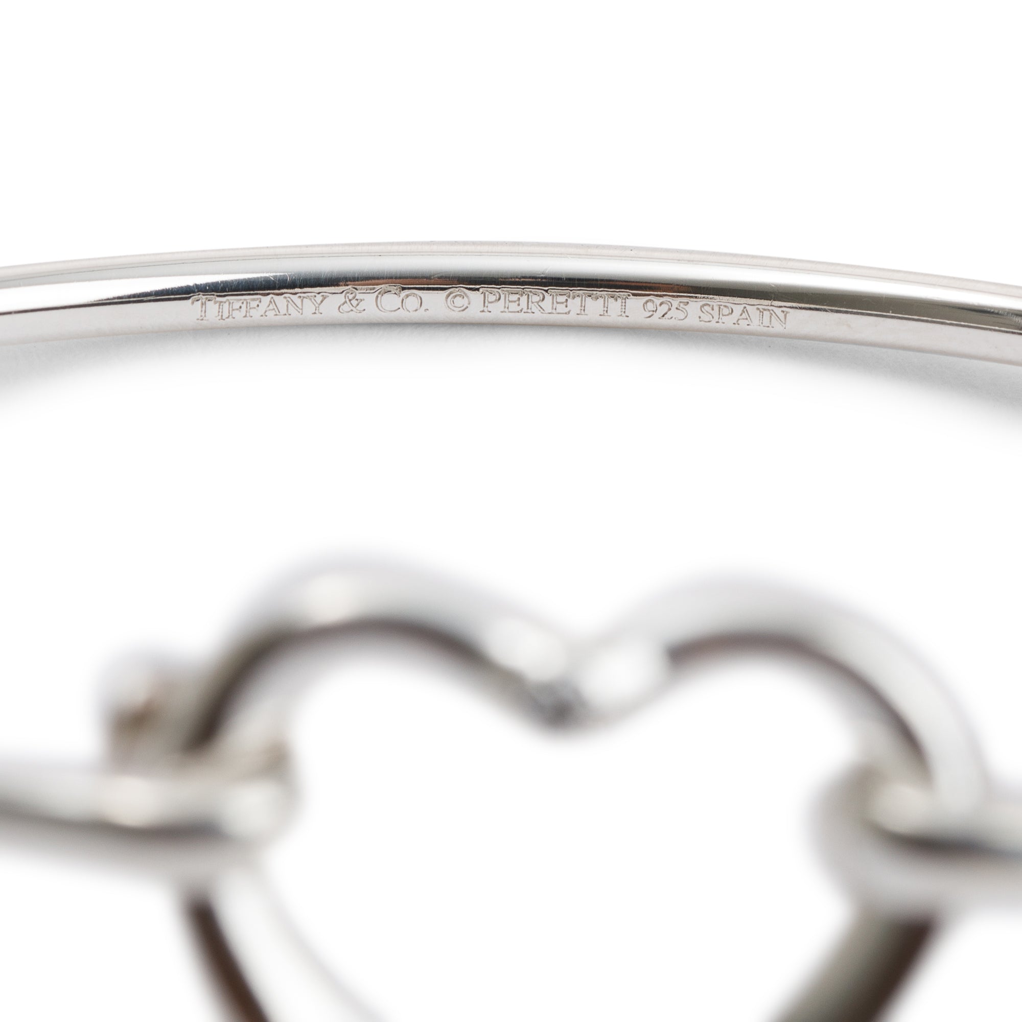 Tiffany & Co. Elsa Peretti Diamond Open Heart Bangle Bracelet