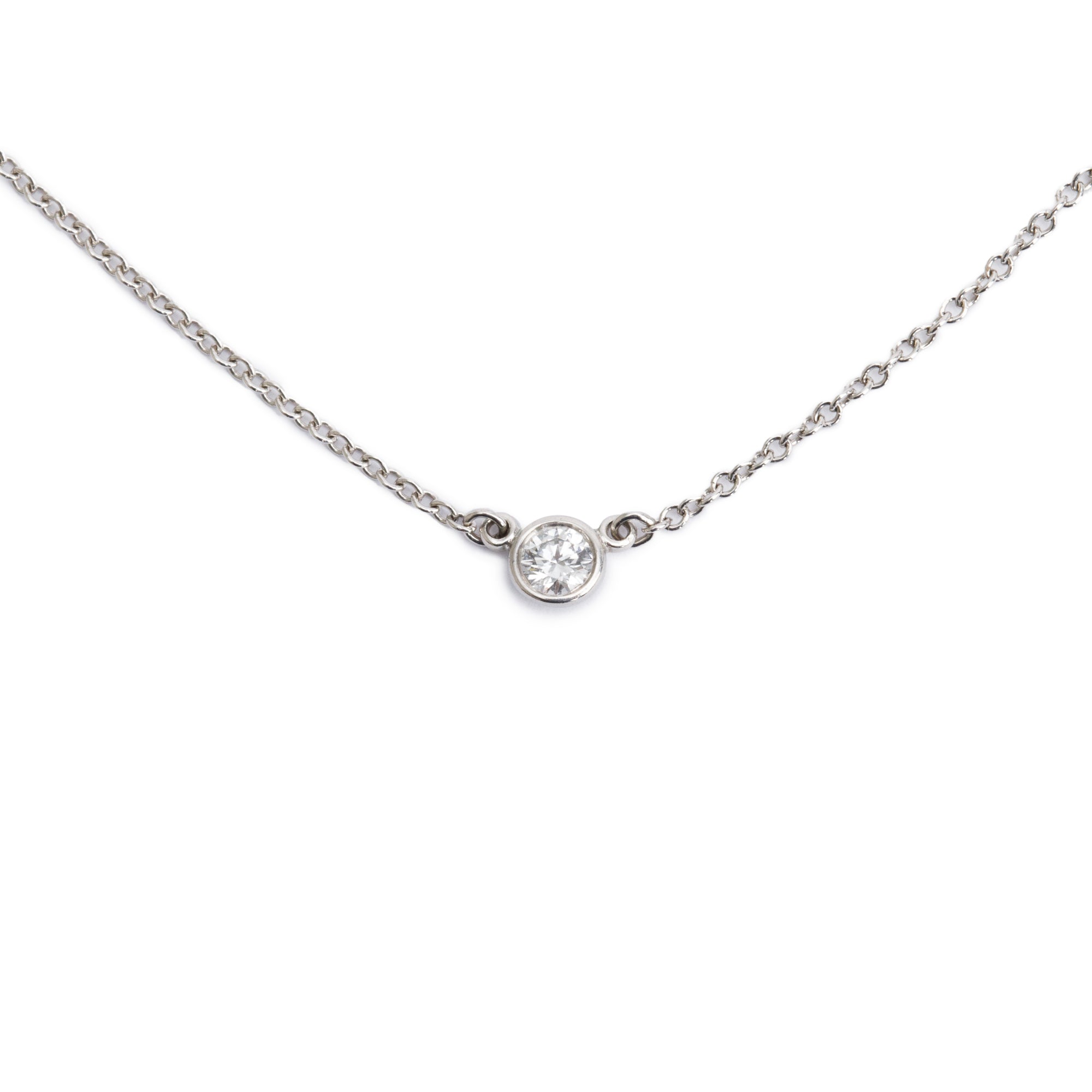 Tiffany & Co. Elsa Peretti Platinum 0.08 ct. Diamond by the Yard Necklace w/ Box