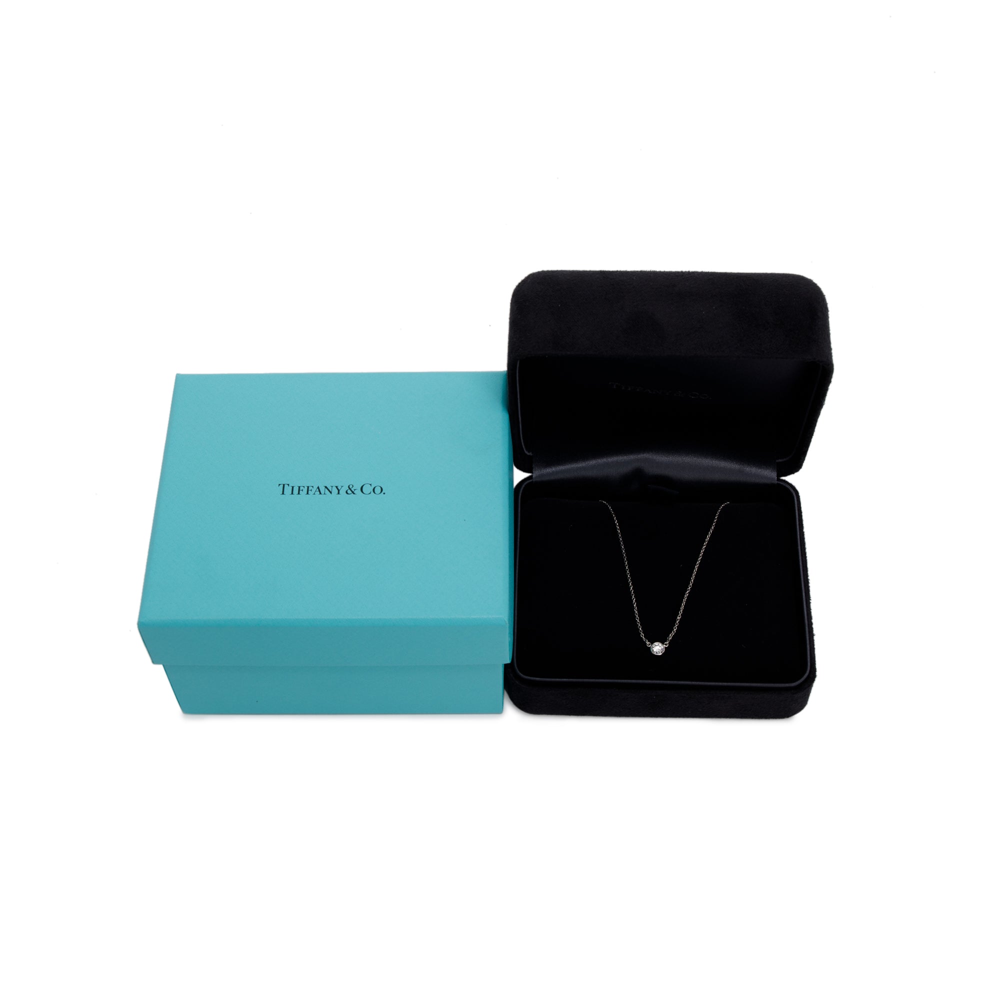 Tiffany & Co. Elsa Peretti Platinum 0.17 ct. Diamonds By The Yard Pendant Necklace w/ Box