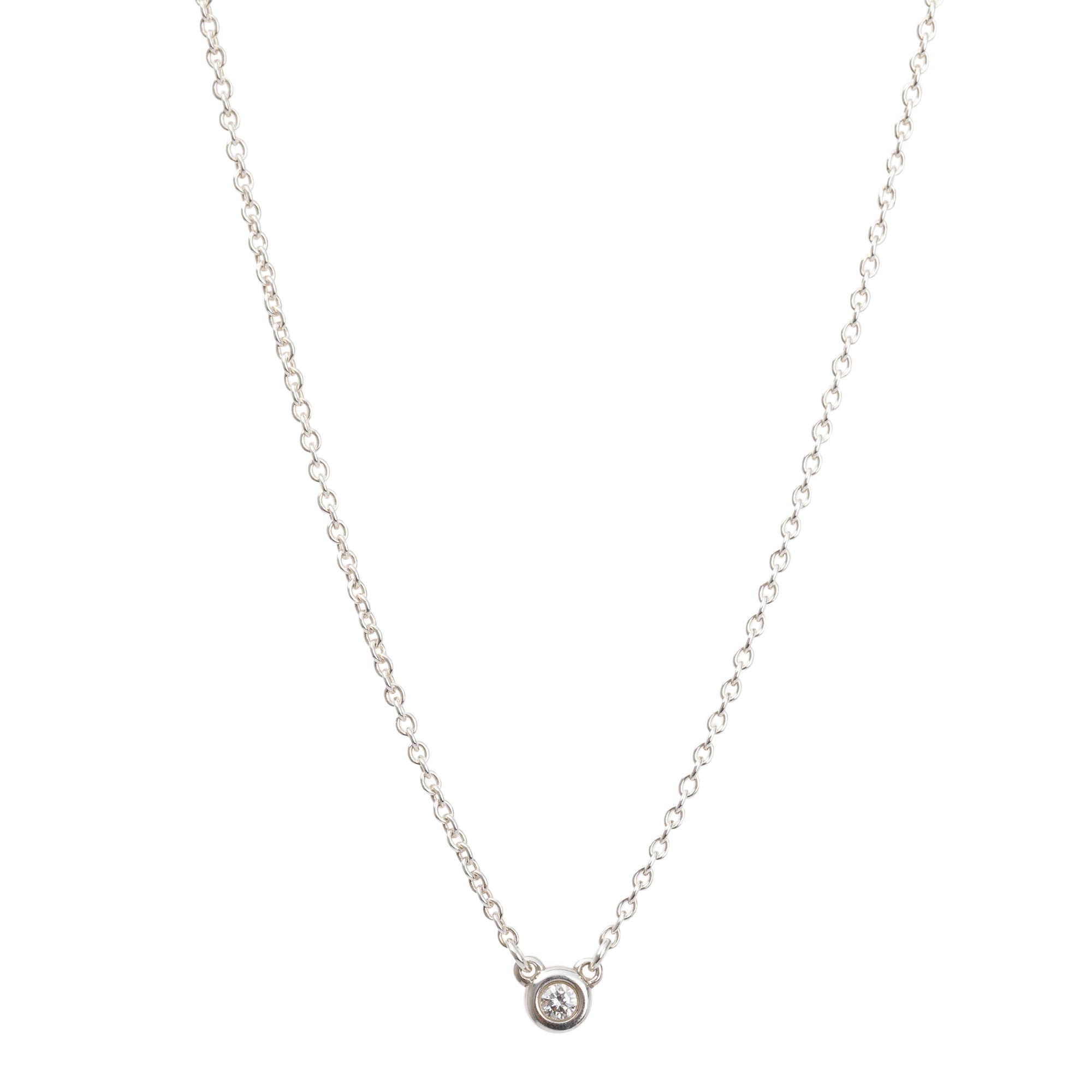Tiffany & Co. Elsa Peretti Sterling Silver 0.03 ct. Diamonds by the Yard Pendant Necklace