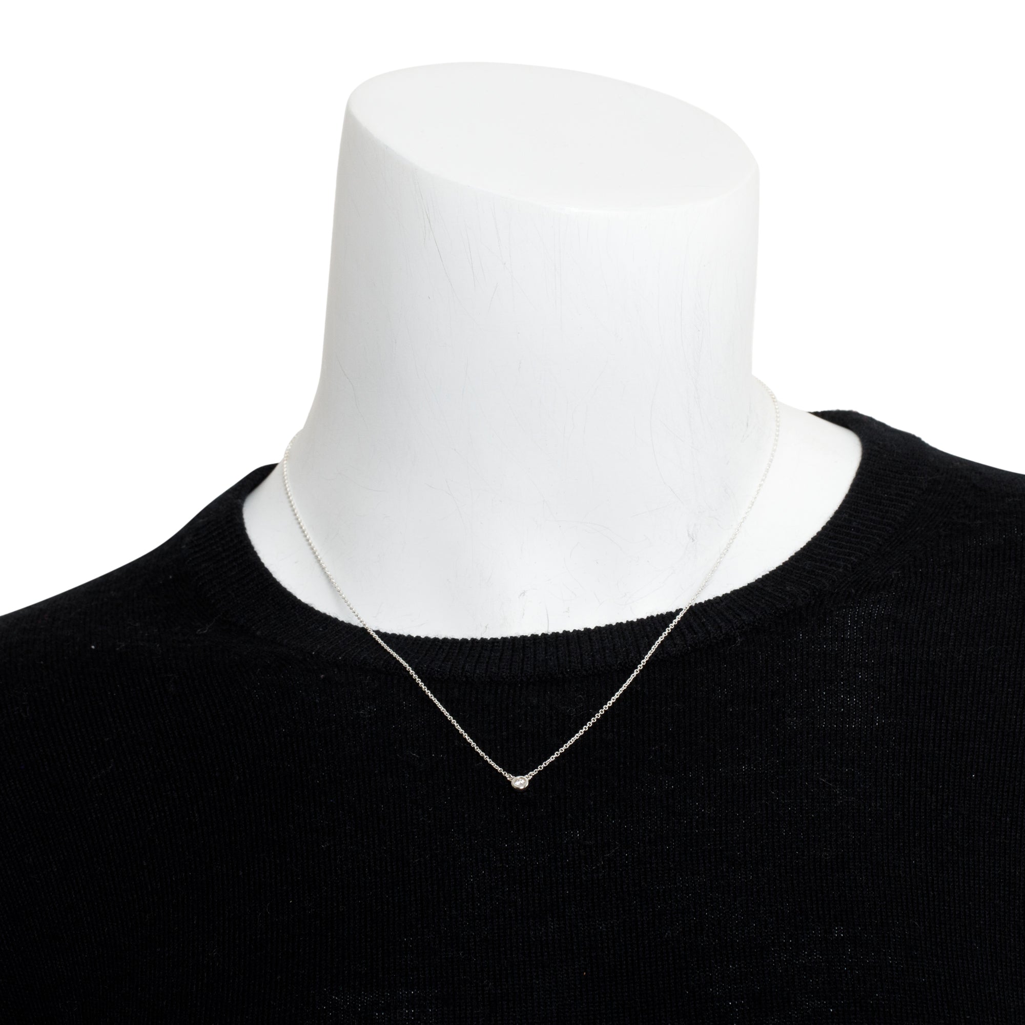 Tiffany & Co. Elsa Peretti Sterling Silver 0.05 ct. Diamonds by the Yard Pendant Necklace w/ Box