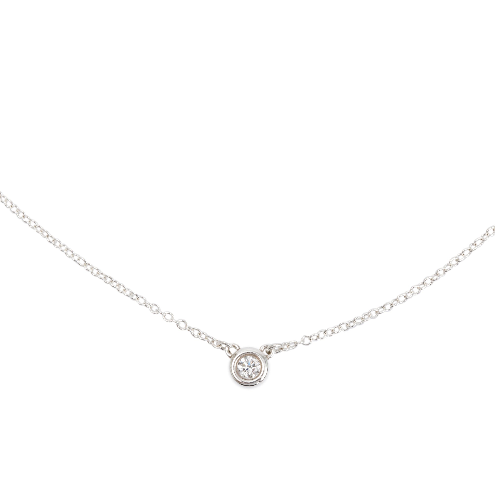 Tiffany & Co. Elsa Peretti Sterling Silver 0.05 ct. Diamonds by the Yard Pendant Necklace w/ Box
