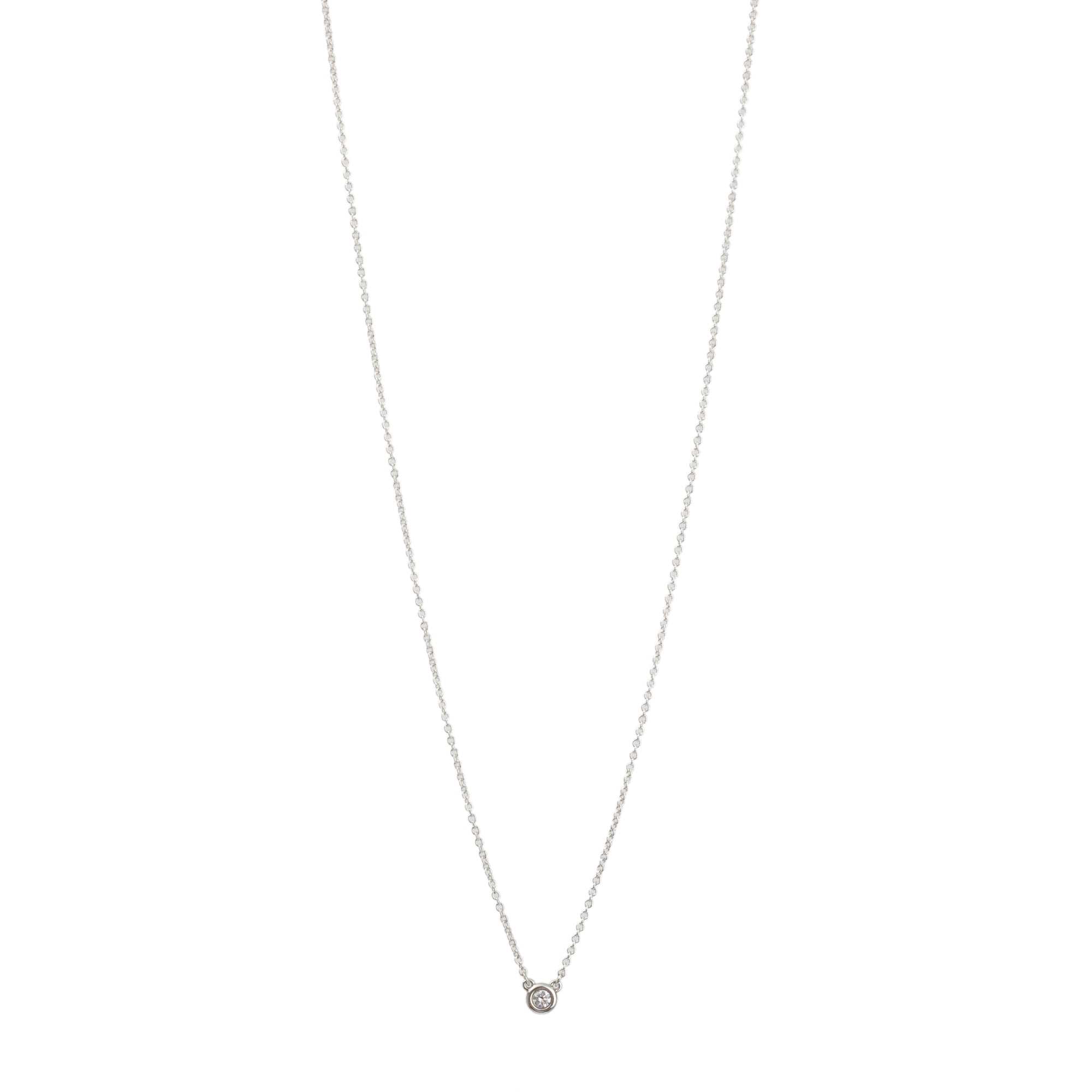 Tiffany & Co. Elsa Peretti Sterling Silver 0.05 ct. Diamonds by the Yard Pendant Necklace w/ Box