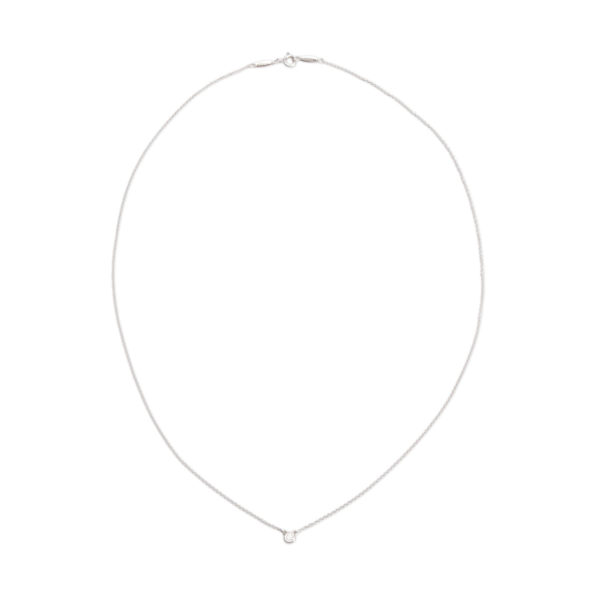 Tiffany & Co. Elsa Peretti Sterling Silver 0.05 ct. Diamonds by the Yard Pendant Necklace w/ Box