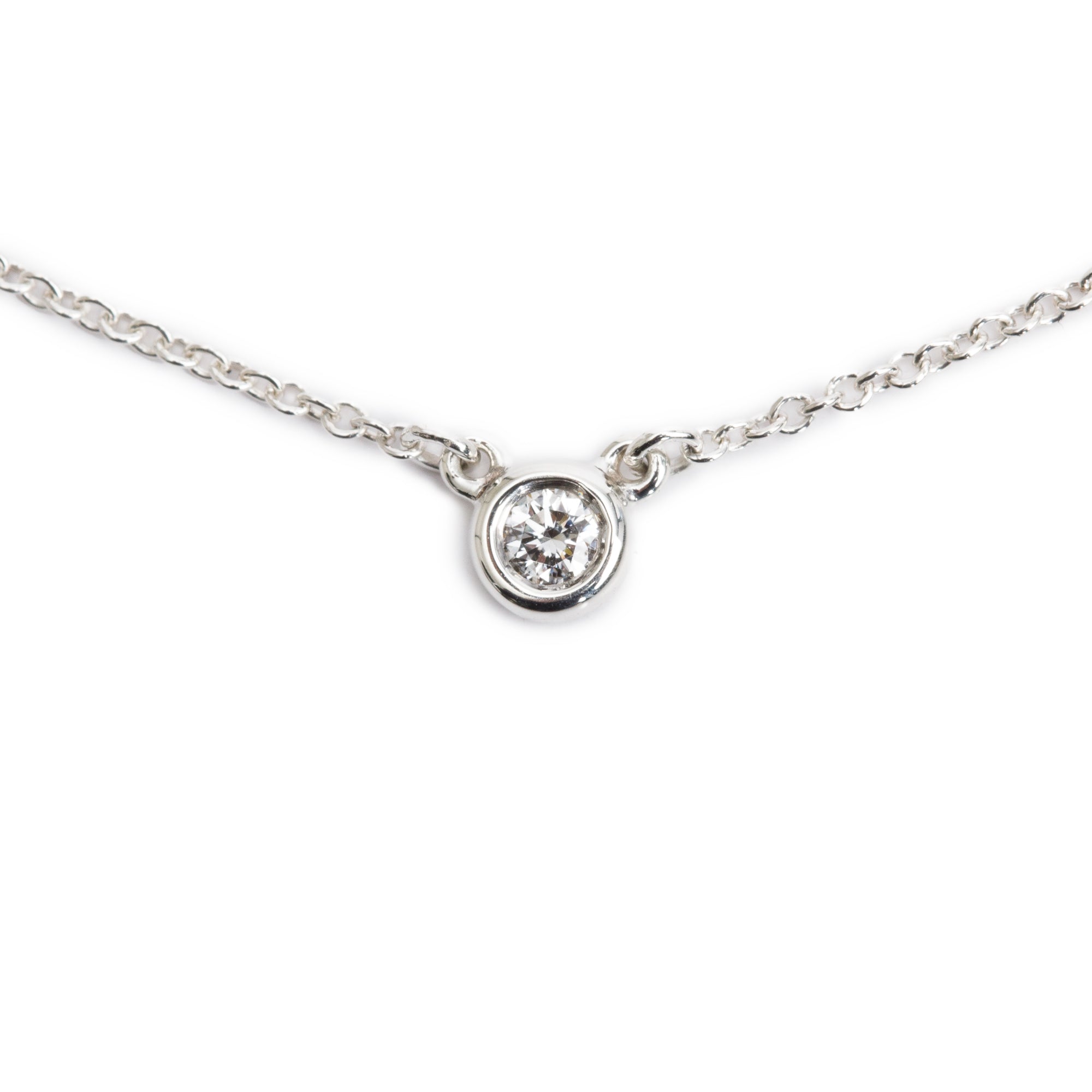 Tiffany & Co. Elsa Peretti Sterling Silver 0.07 ct. Diamonds by the Yard Pendant Necklace