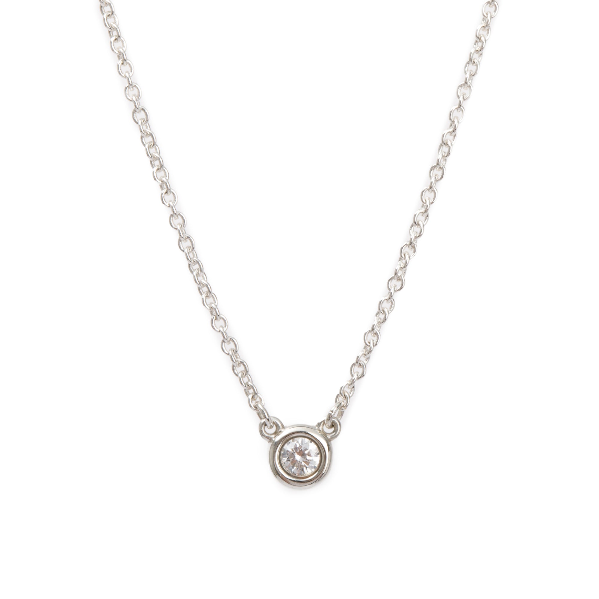 Tiffany & Co. Elsa Peretti Sterling Silver 0.07 ct. Diamonds by the Yard Pendant Necklace