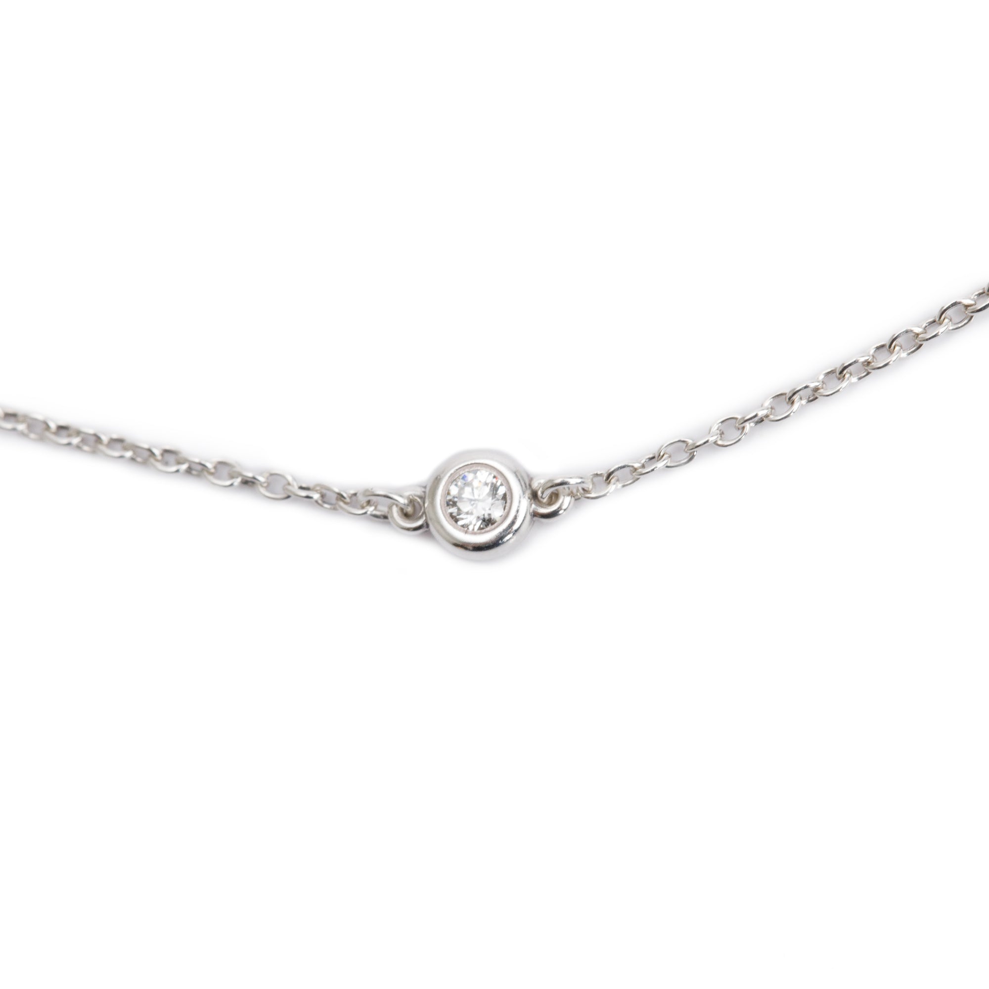 Tiffany & Co. Elsa Peretti Sterling Silver 0.15 ct. Diamonds by the Yard Necklace w/ Box