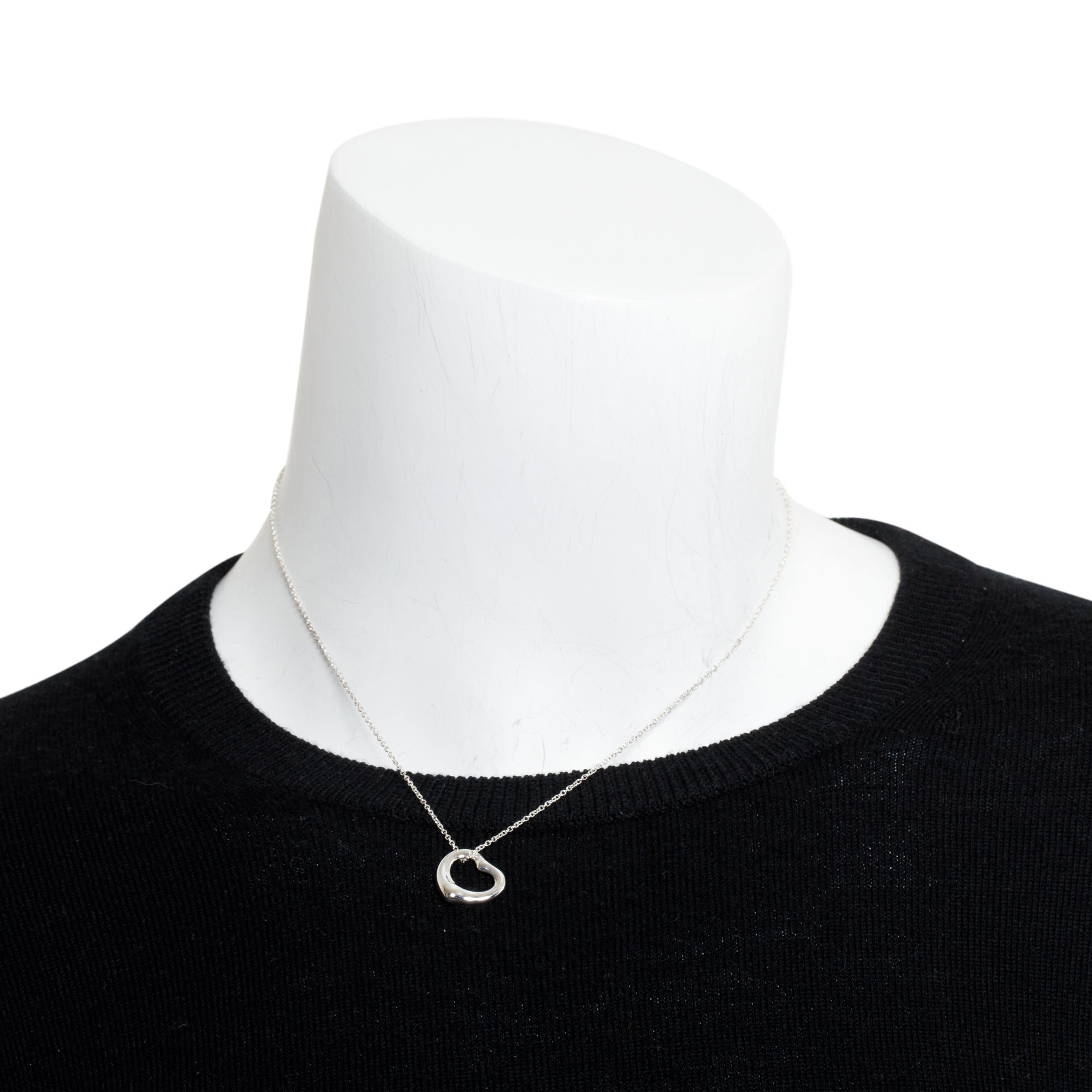 Tiffany & Co. Elsa Peretti Sterling Silver 16 MM Open Heart Pendant Necklace