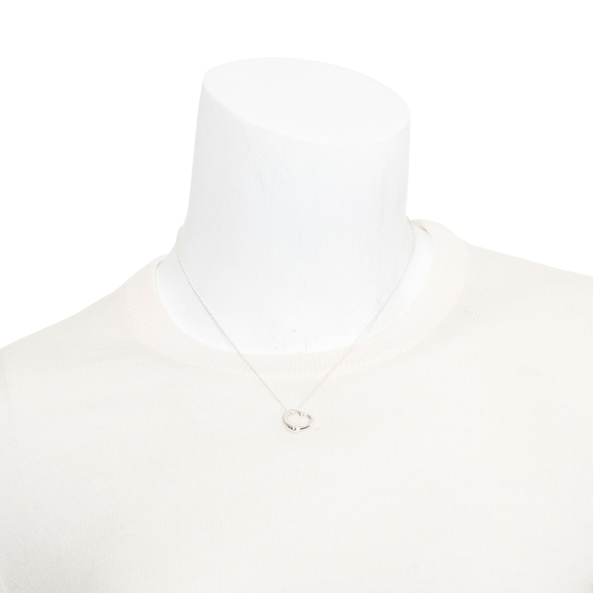 Tiffany & Co. Elsa Peretti Sterling Silver 16 MM Open Heart Pendant Necklace
