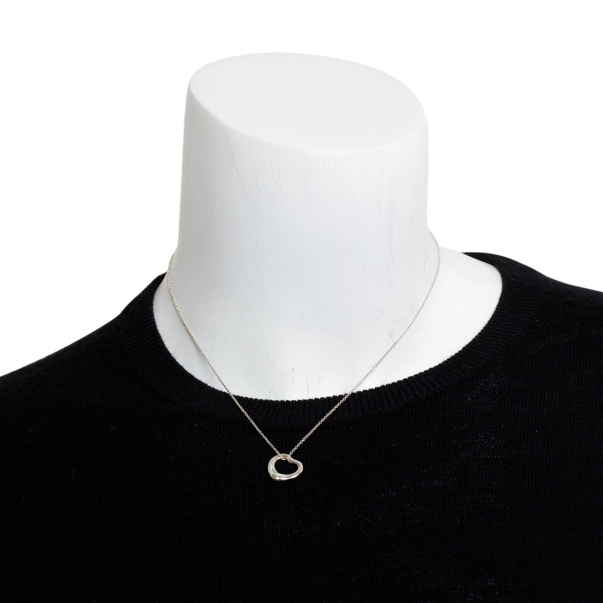 Tiffany & Co. Elsa Peretti Sterling Silver 16 MM Open Heart Pendant Necklace