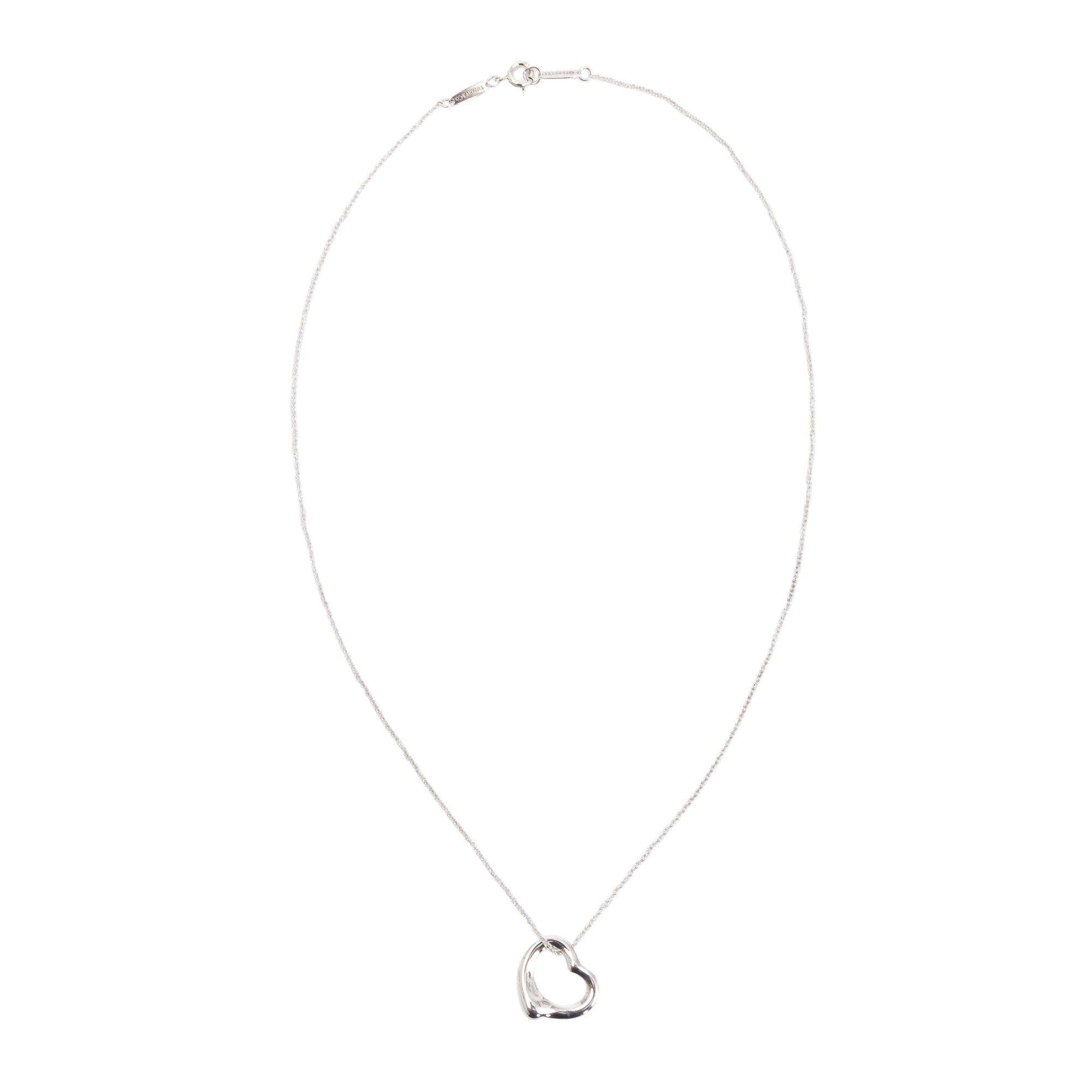 Tiffany & Co. Elsa Peretti Sterling Silver 16 MM Open Heart Pendant Necklace