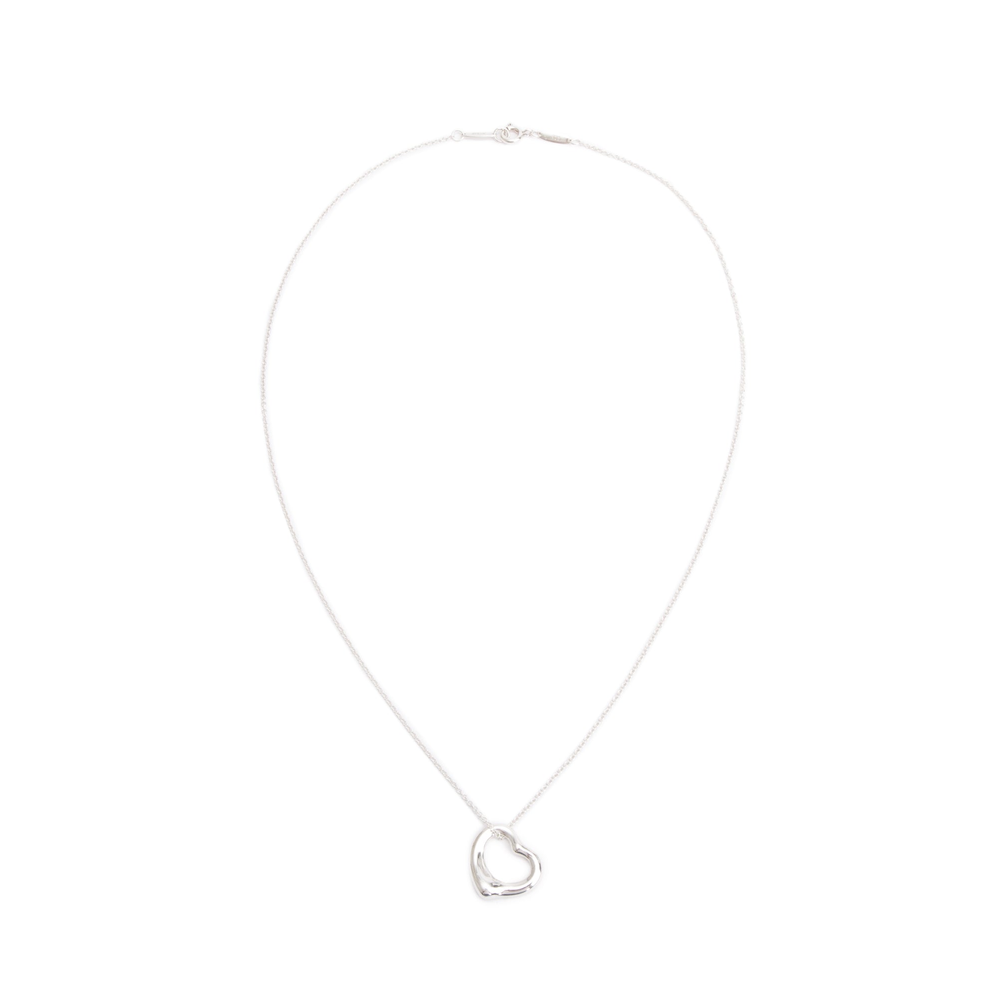 Tiffany & Co. Elsa Peretti Sterling Silver 16 MM Open Heart Pendant Necklace