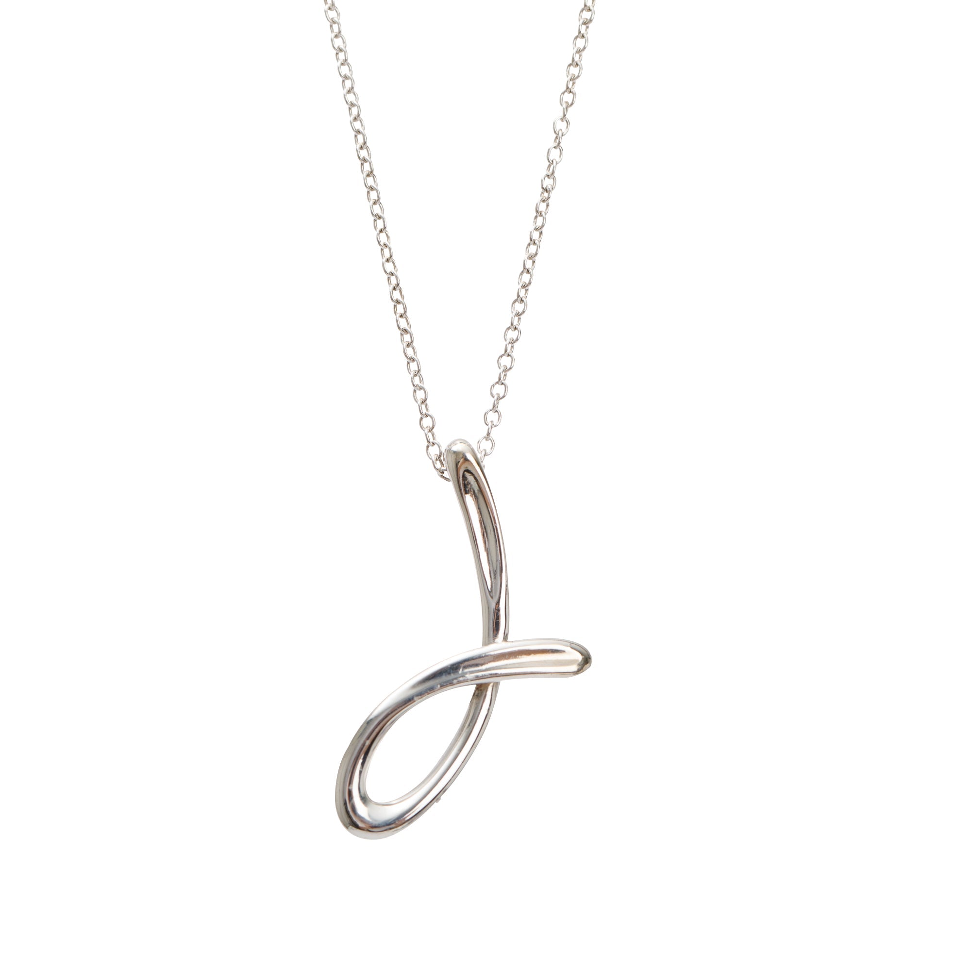 Tiffany & Co. Elsa Peretti Sterling Silver Alphabet Letter "J" Pendant Necklace