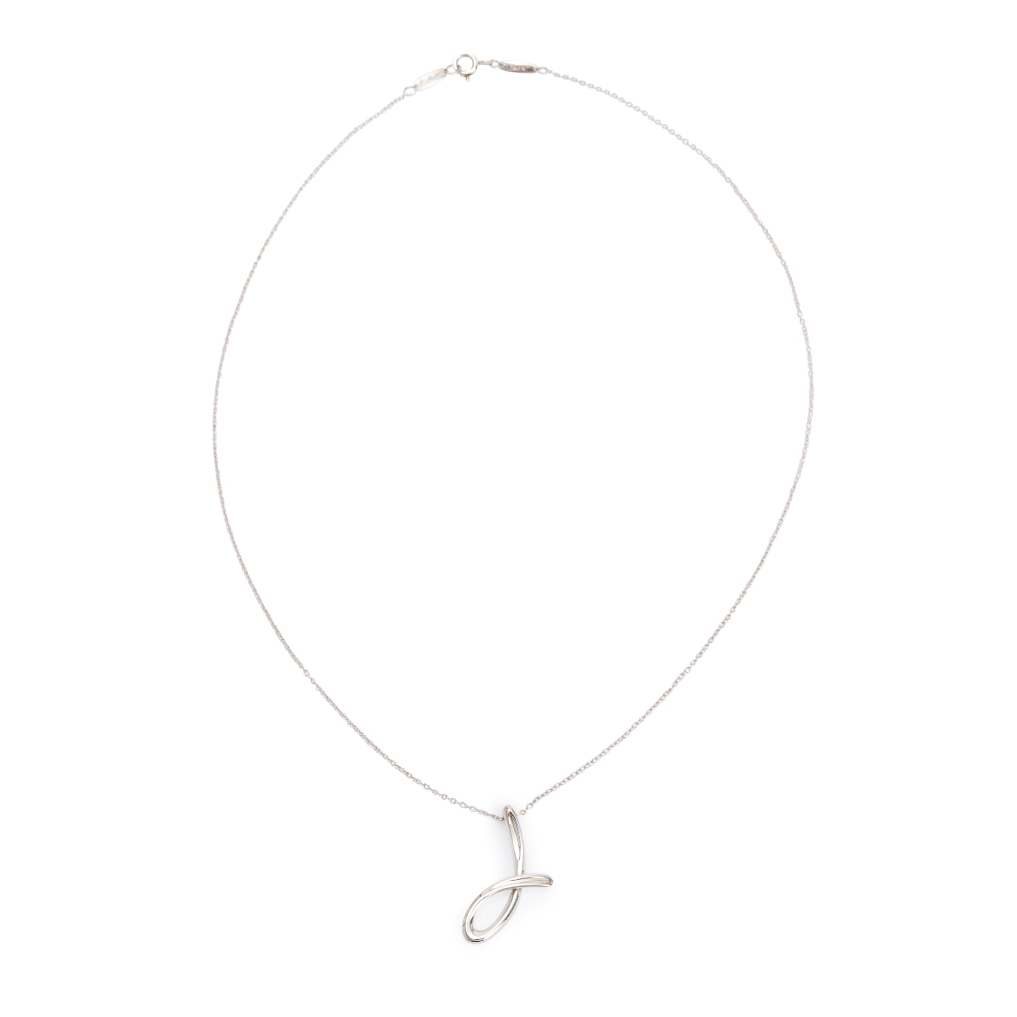 Tiffany & Co. Elsa Peretti Sterling Silver Alphabet Letter "J" Pendant Necklace