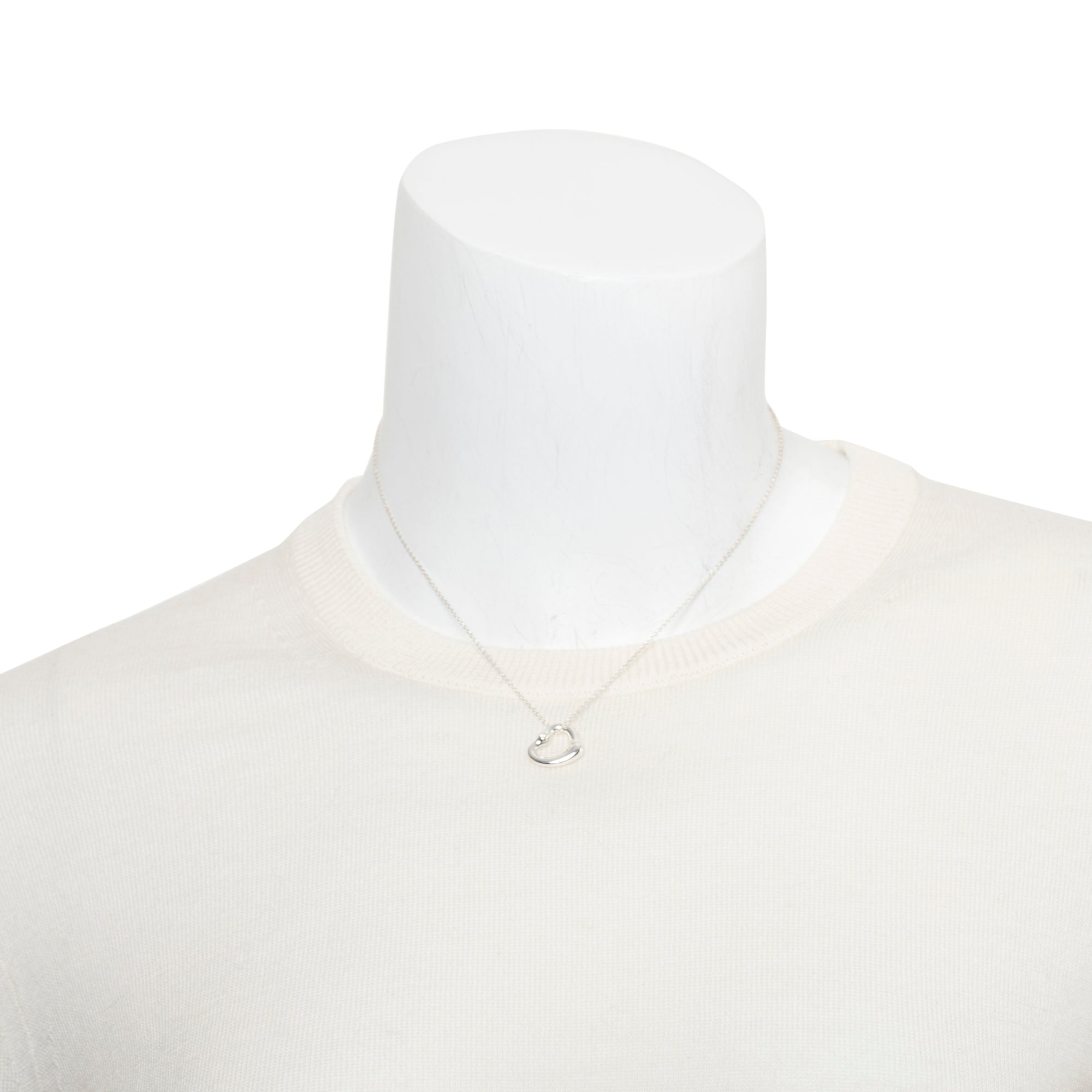 Tiffany & Co. Elsa Peretti Sterling Silver Diamond 16 MM Open Heart Pendant Necklace