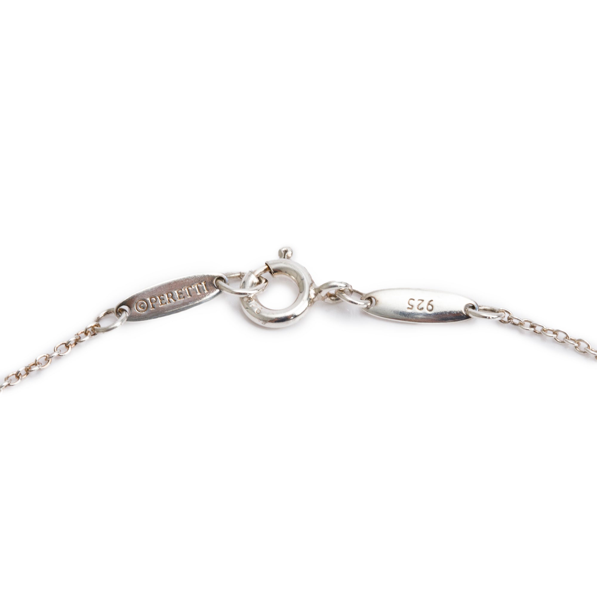 Tiffany & Co. Elsa Peretti Sterling Silver Diamond 16 MM Open Heart Pendant Necklace
