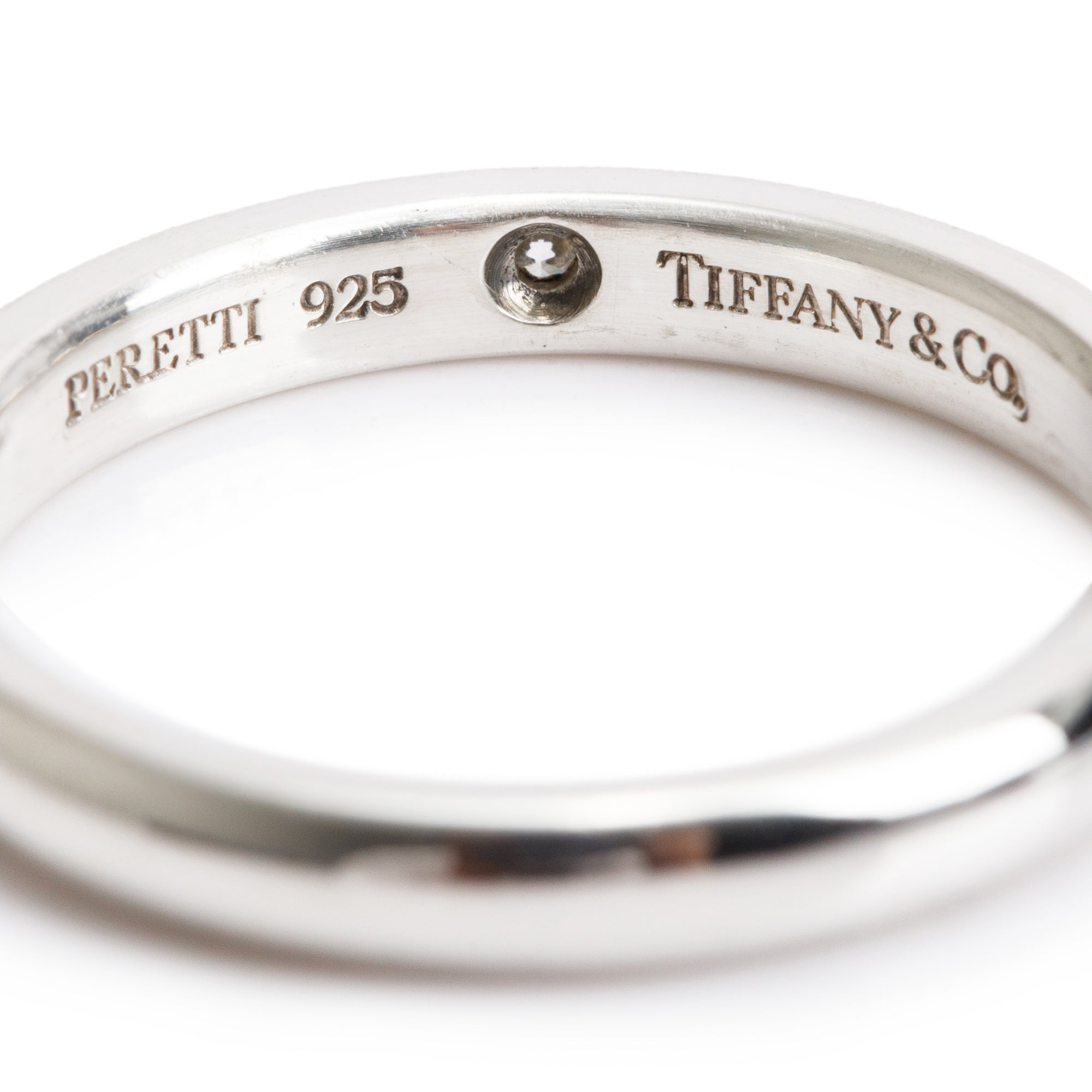 Tiffany & Co. Elsa Peretti Sterling Silver Diamond Band Ring, Size 6