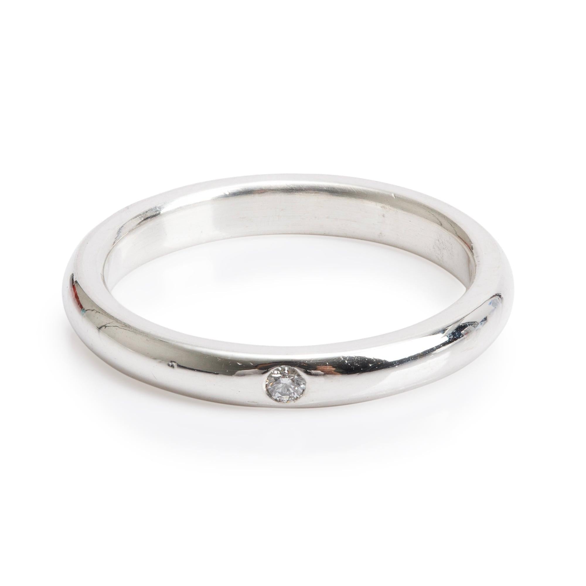 Tiffany & Co. Elsa Peretti Sterling Silver Diamond Band Ring, Size 6
