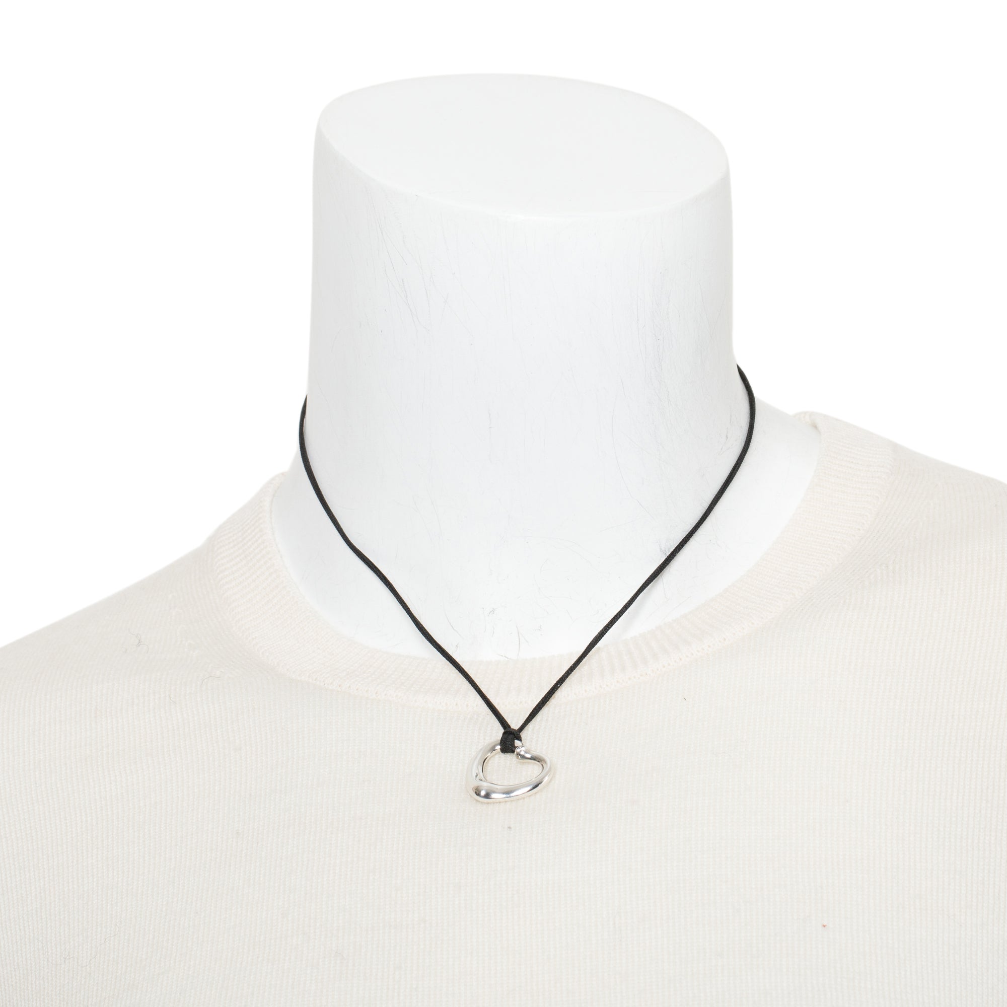 Tiffany & Co. Elsa Peretti Sterling Silver Diamond Open Heart Pendant Necklace, 22 MM