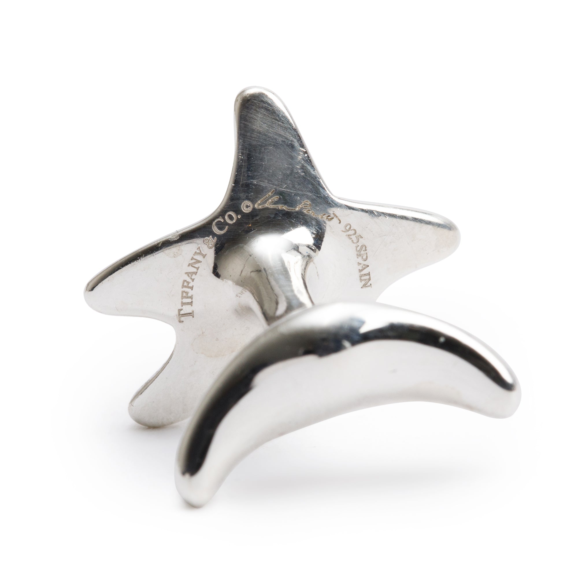 Tiffany & Co. Elsa Peretti Sterling Silver Diamond Starfish Cuff Links