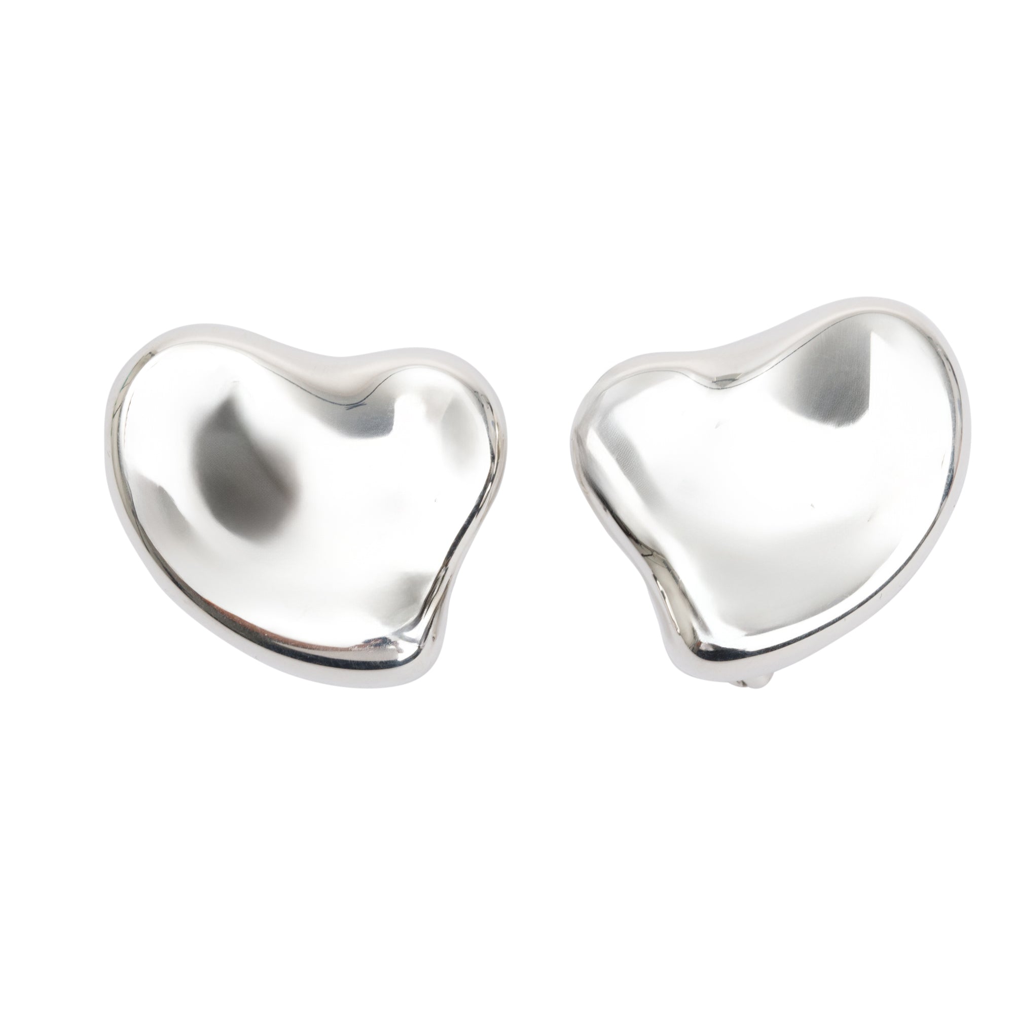 Tiffany & Co. Elsa Peretti Sterling Silver Full Heart Ear Clips