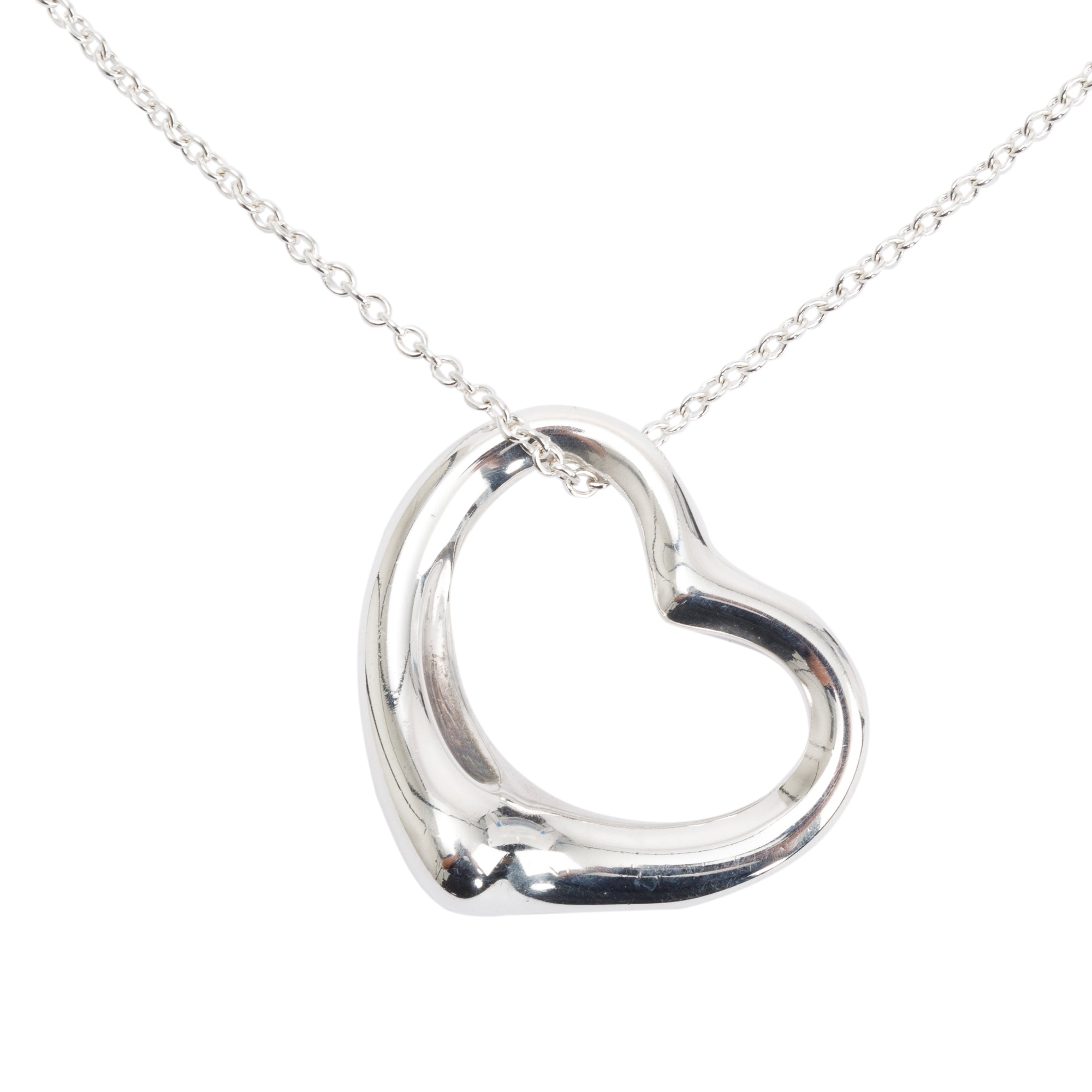 Tiffany & Co. Elsa Peretti Sterling Silver Large 27 MM Open Heart Pendant Necklace