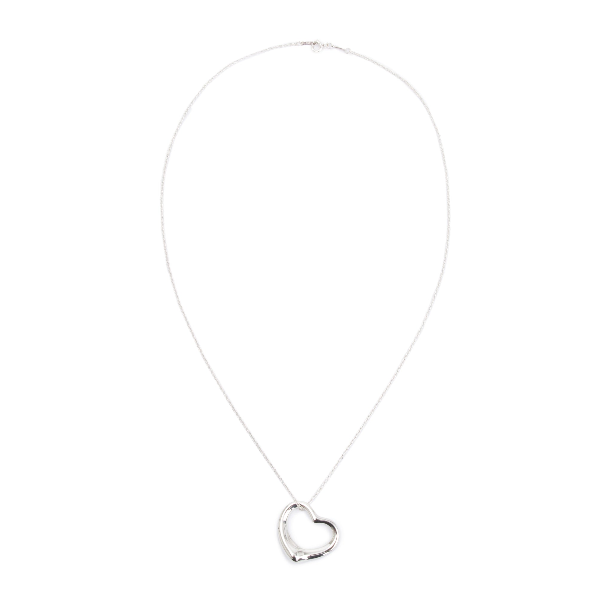Tiffany & Co. Elsa Peretti Sterling Silver Large 27 MM Open Heart Pendant Necklace