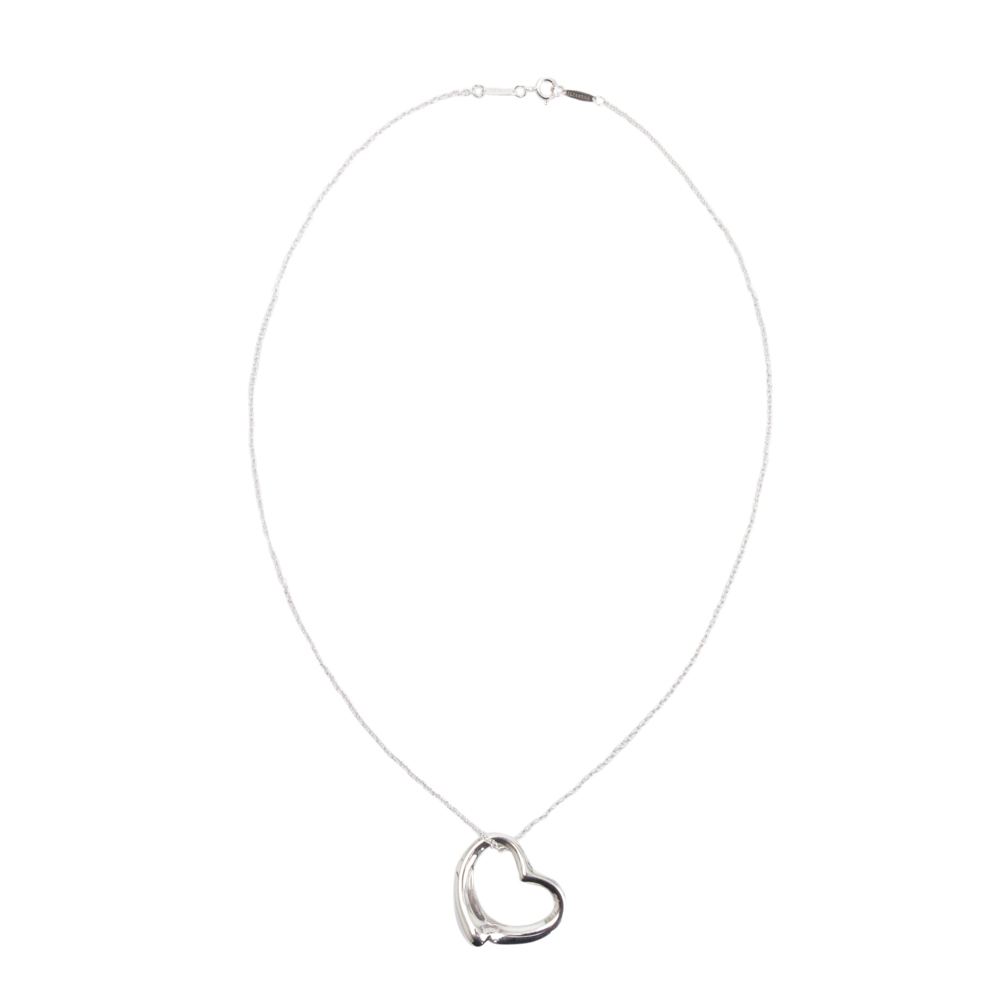 Tiffany & Co. Elsa Peretti Sterling Silver Large 27 MM Open Heart Pendant Necklace