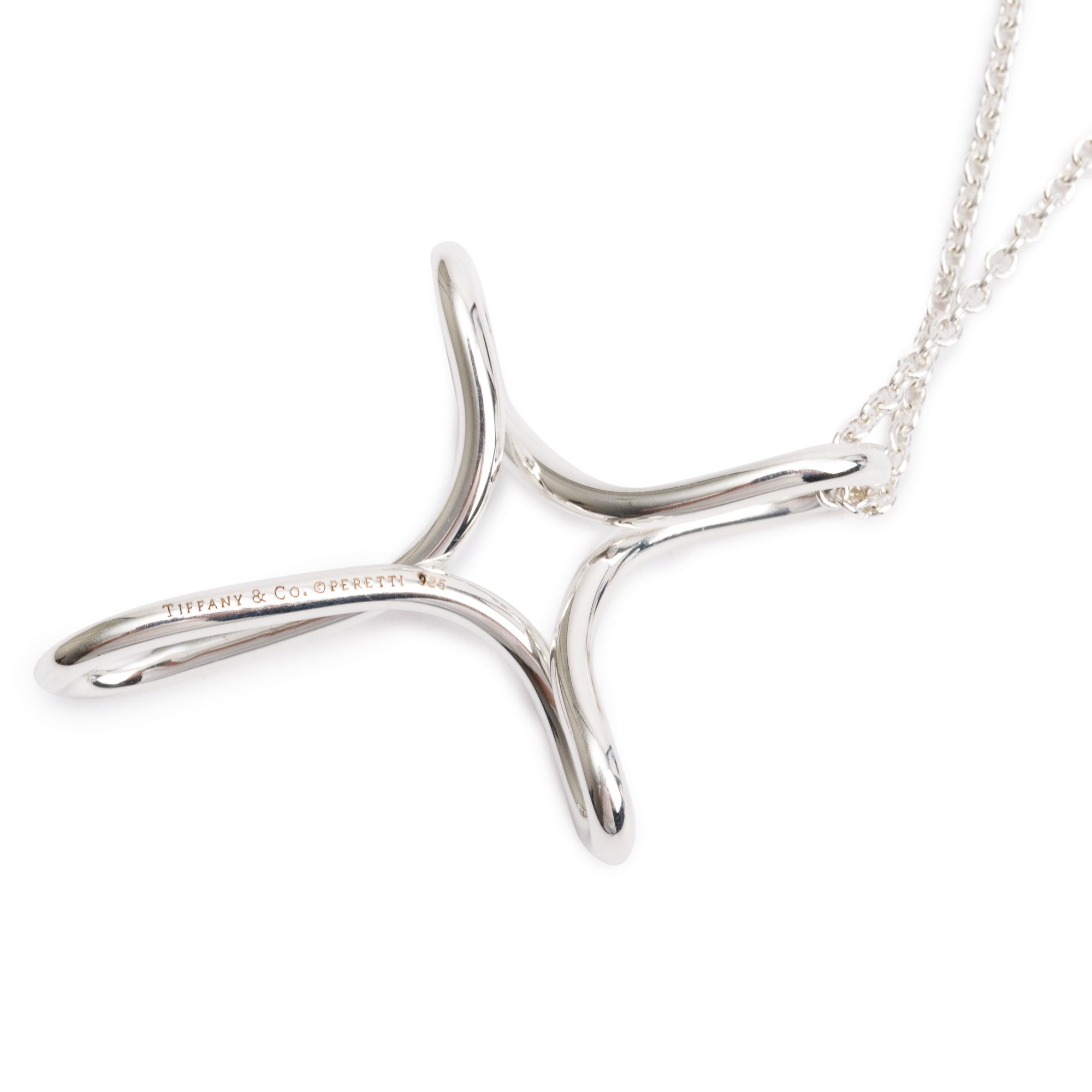 Tiffany & Co. Elsa Peretti Sterling Silver Large Infinity Cross Pendant Necklace