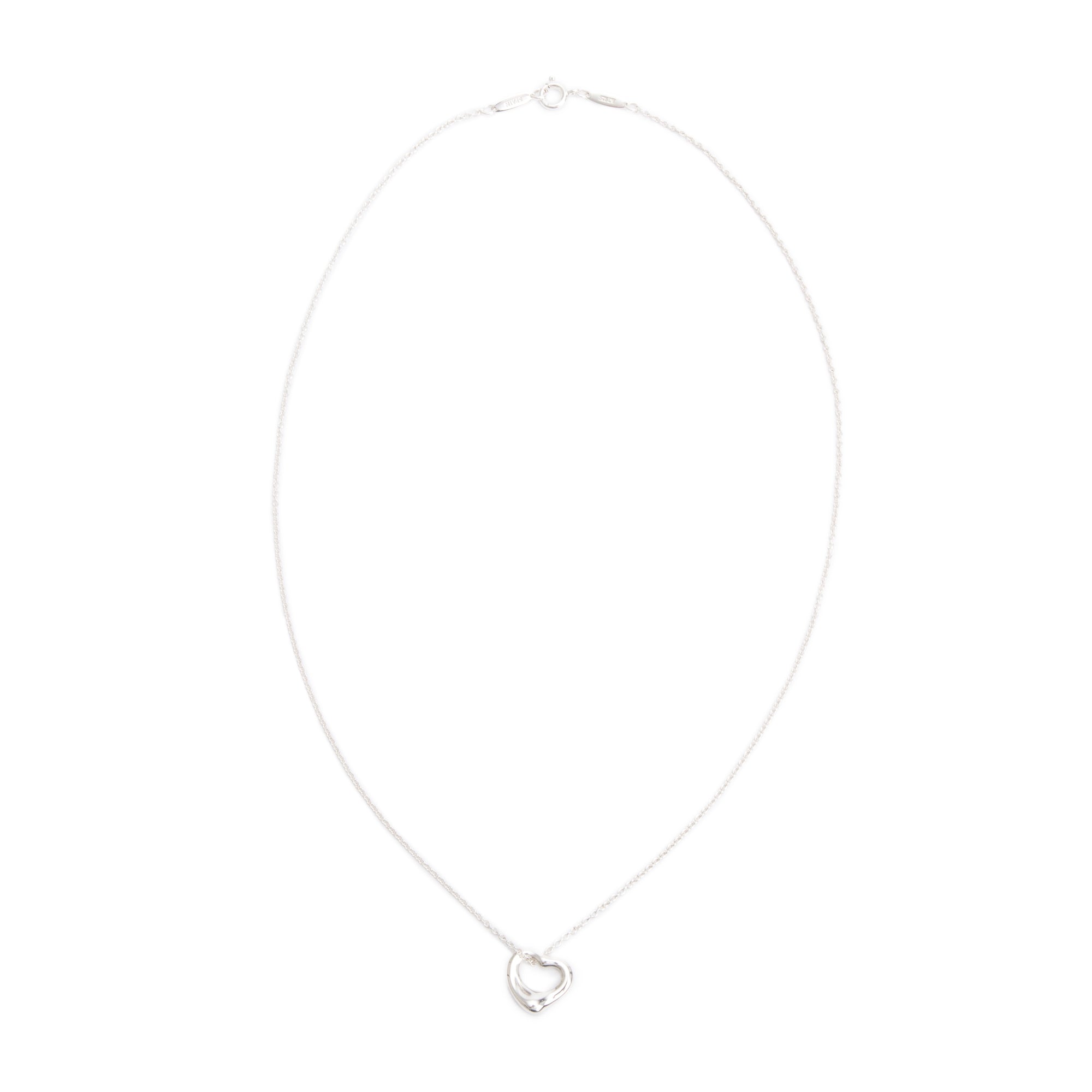 Tiffany & Co. Elsa Peretti Sterling Silver Mini Open Heart Pendant Necklace, 11 MM