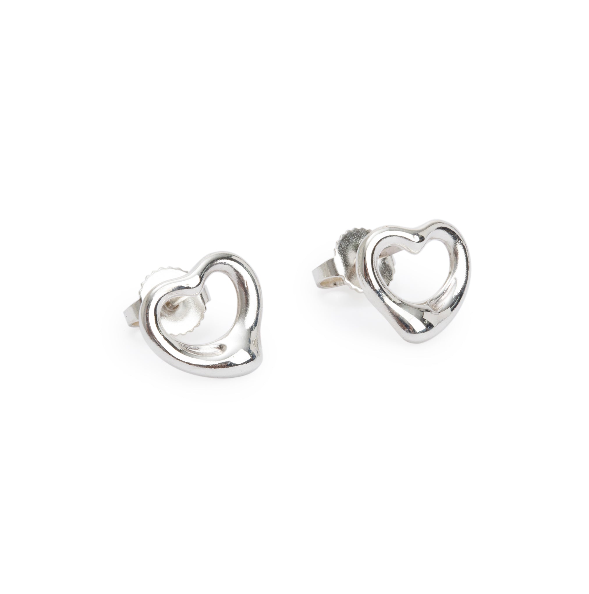 Tiffany & Co. Elsa Peretti Sterling Silver Open Heart Earrings, 11 MM