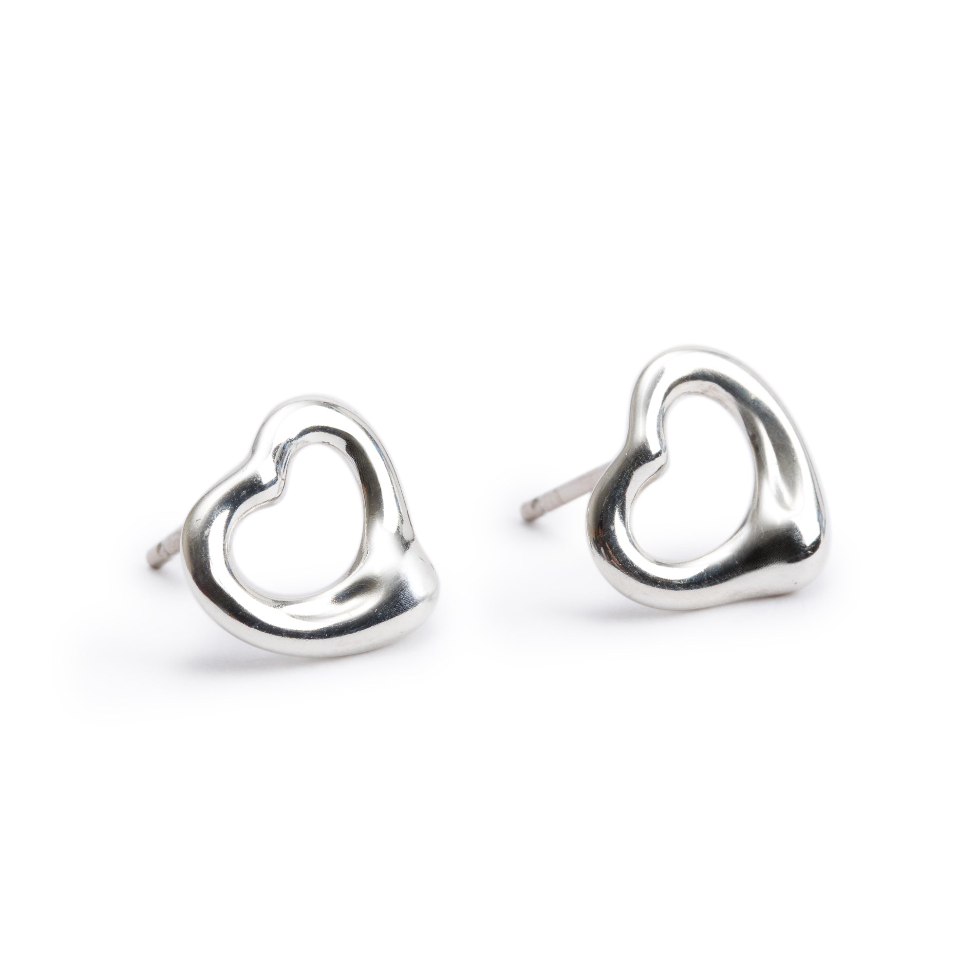 Tiffany & Co. Elsa Peretti Sterling Silver Open Heart Earrings, 11 MM