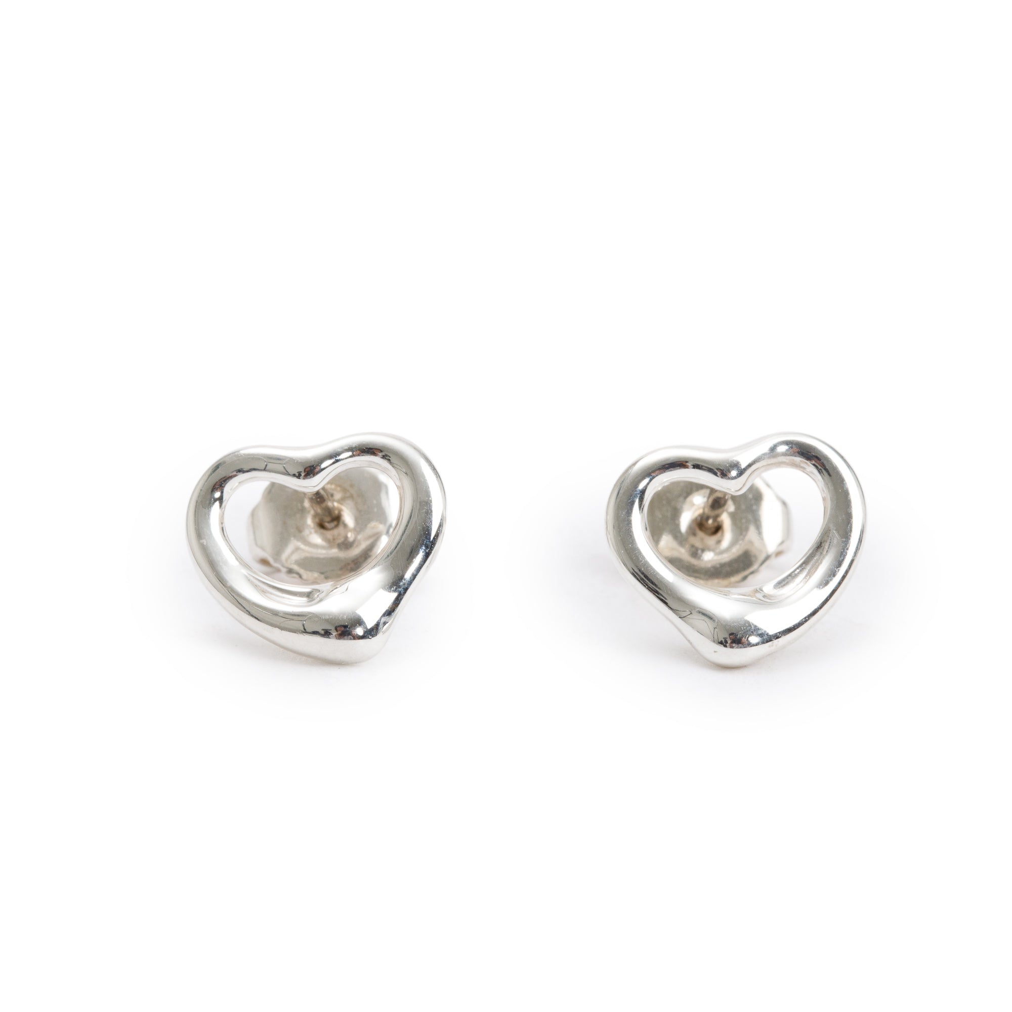 Tiffany & Co. Elsa Peretti Sterling Silver Open Heart Earrings, 11 MM