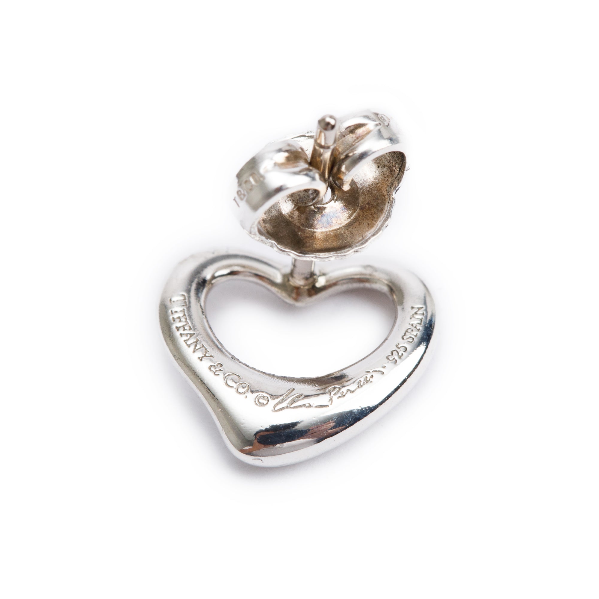 Tiffany & Co. Elsa Peretti Sterling Silver Open Heart Earrings, 11 MM