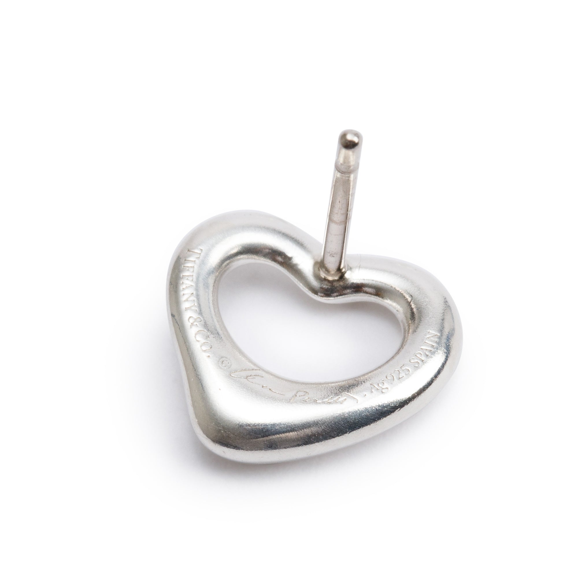 Tiffany & Co. Elsa Peretti Sterling Silver Open Heart Earrings, 11 MM