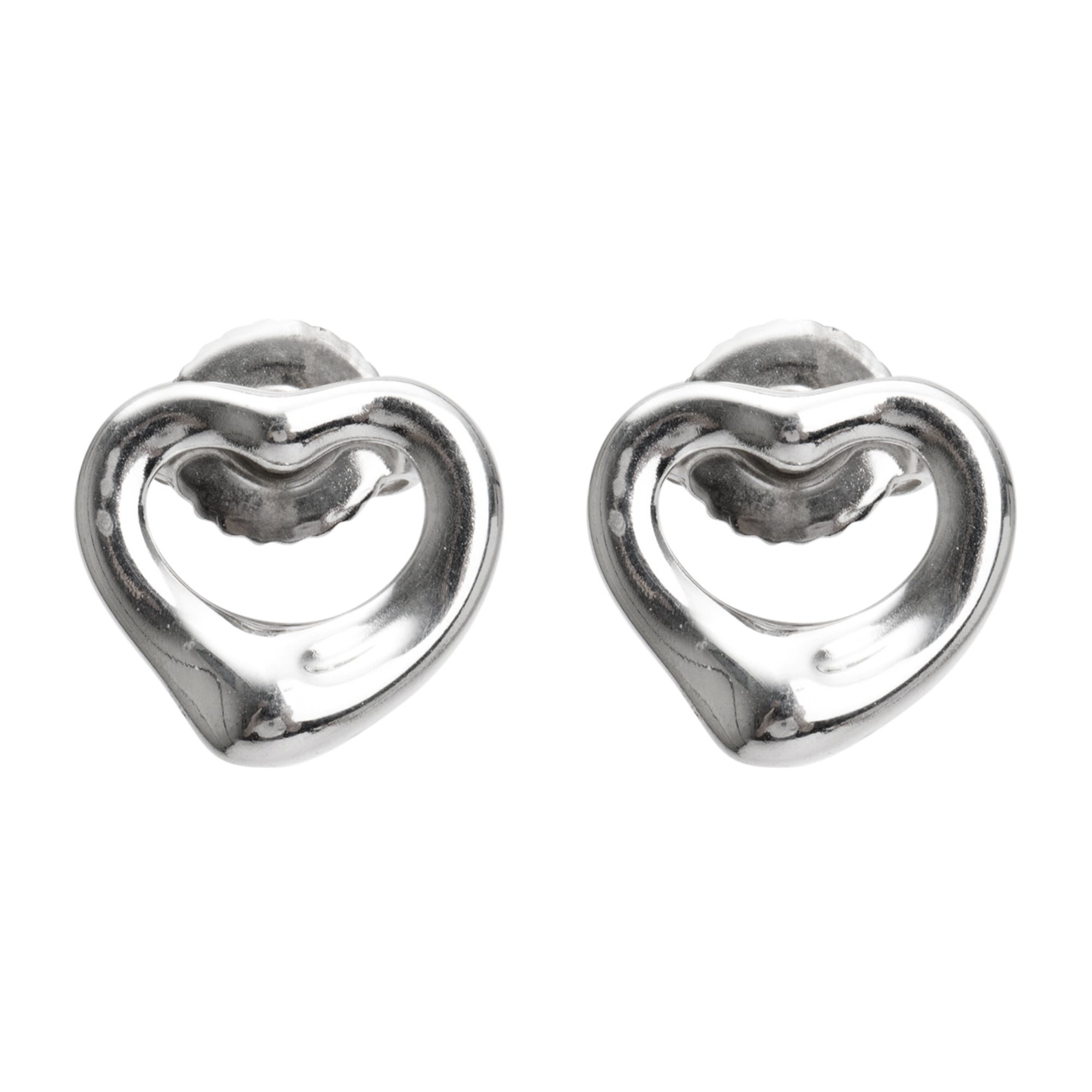 Tiffany & Co. Elsa Peretti Sterling Silver Open Heart Earrings, 11 MM