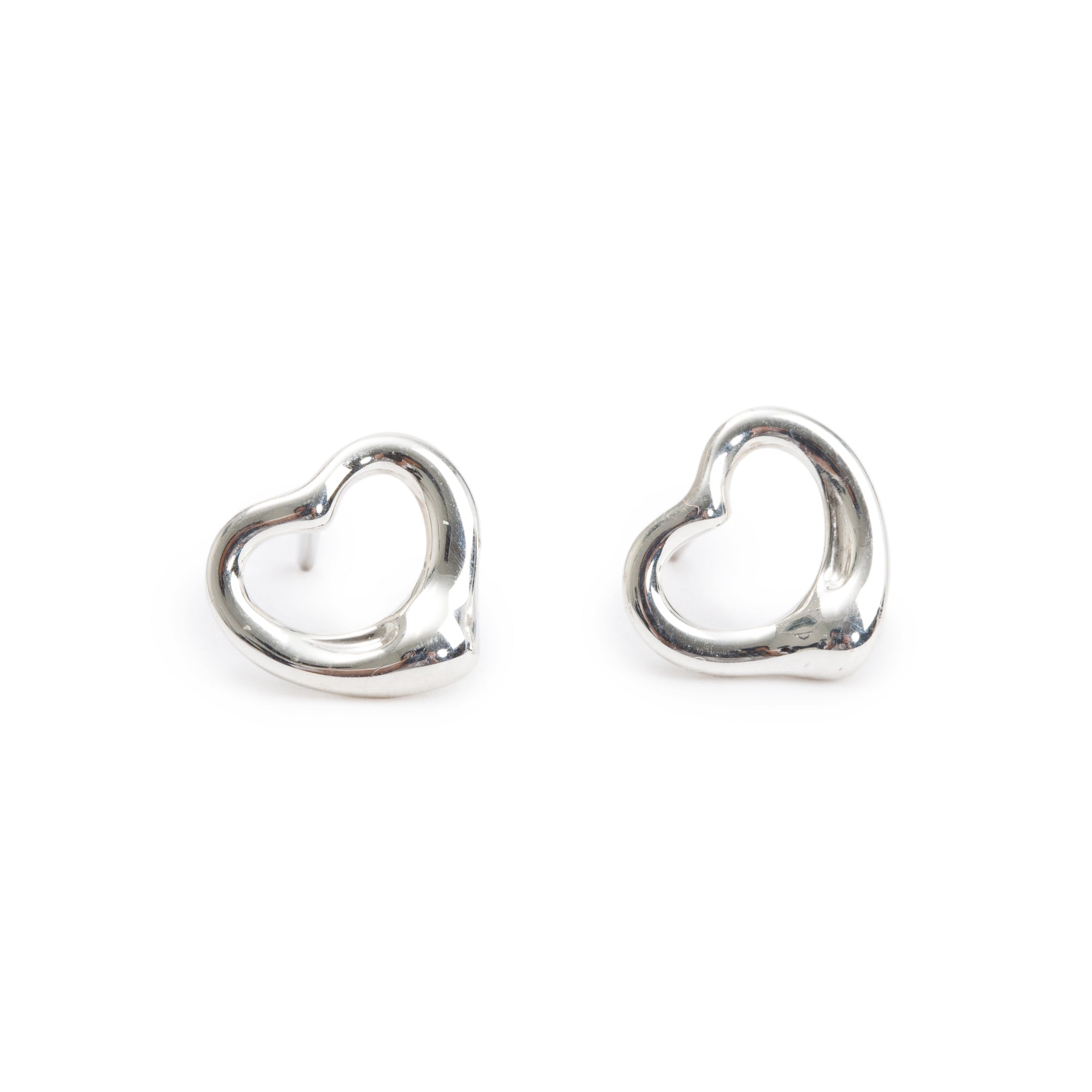 Tiffany & Co. Elsa Peretti Sterling Silver Open Heart Earrings, 11 MM