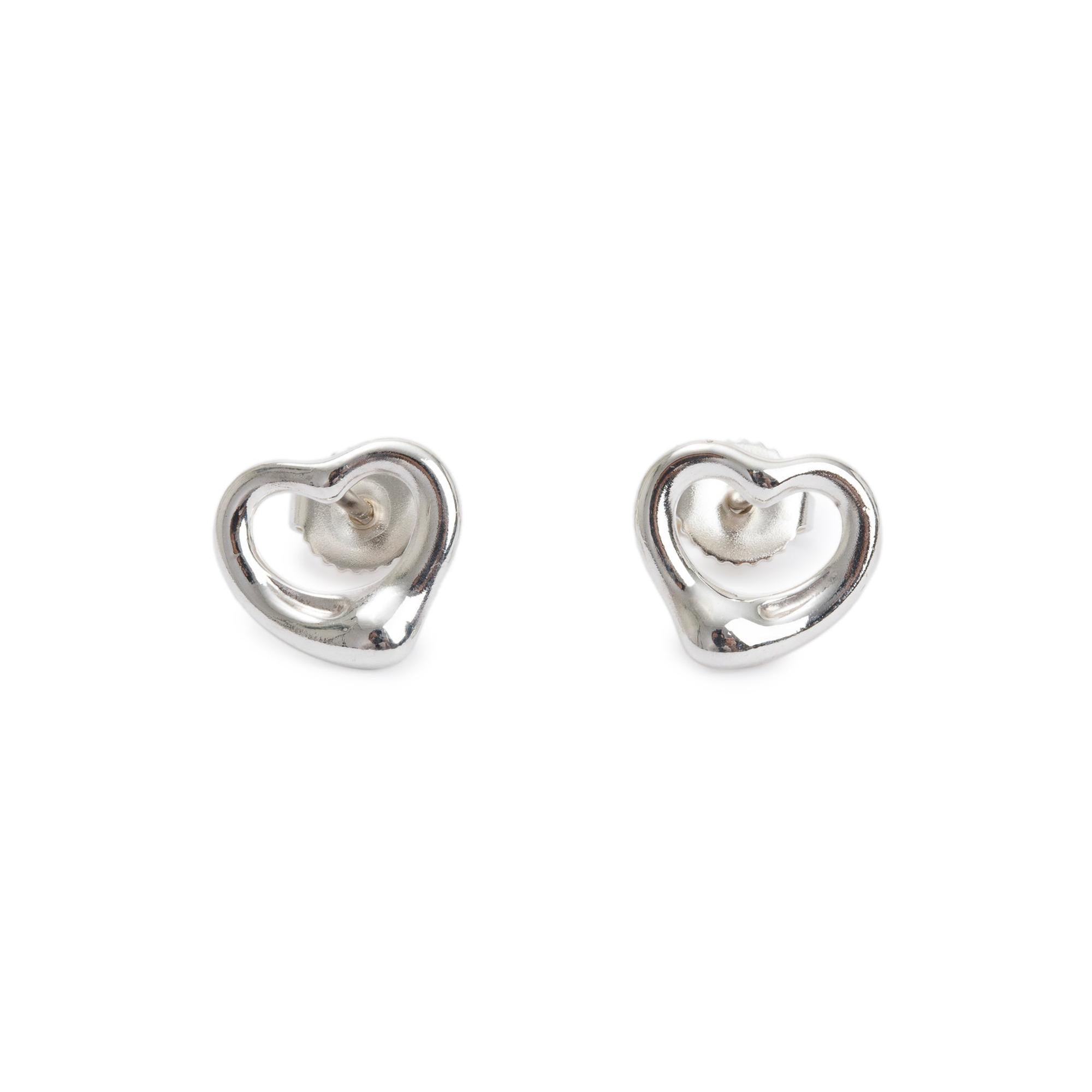 Tiffany & Co. Elsa Peretti Sterling Silver Open Heart Earrings, 11 MM
