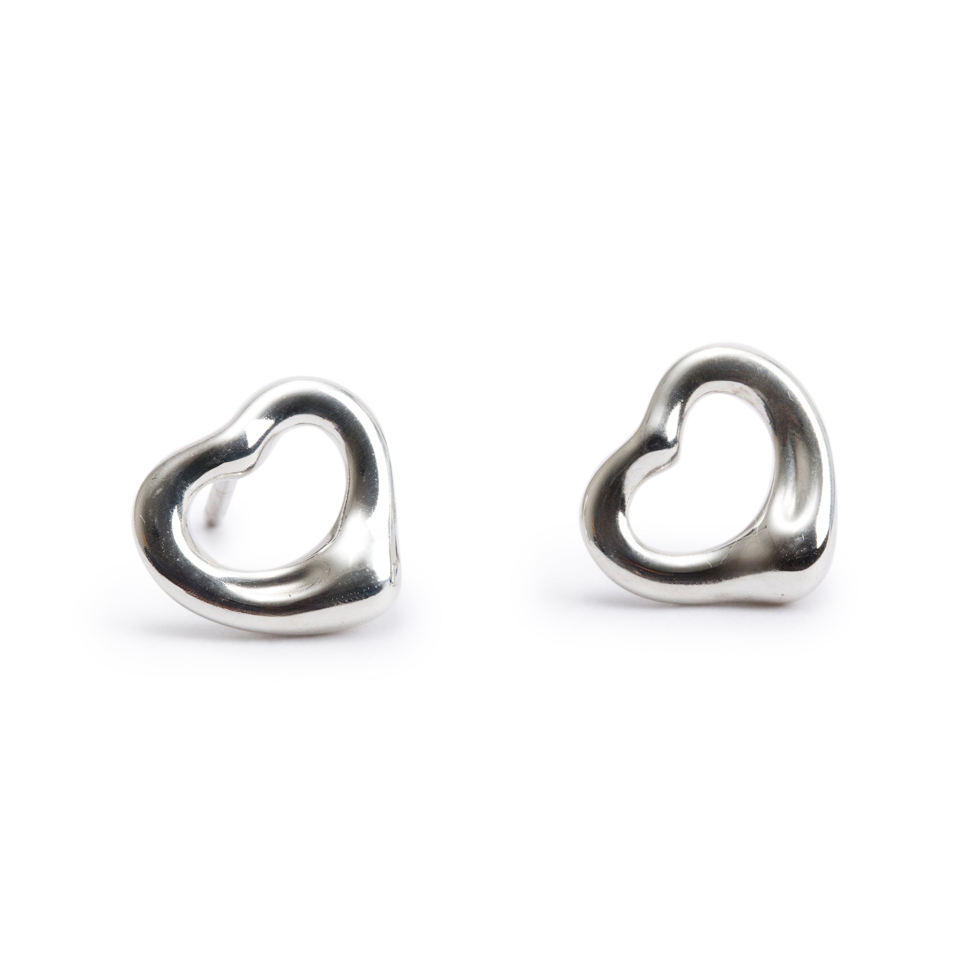 Tiffany & Co. Elsa Peretti Sterling Silver Open Heart Earrings, 11 MM