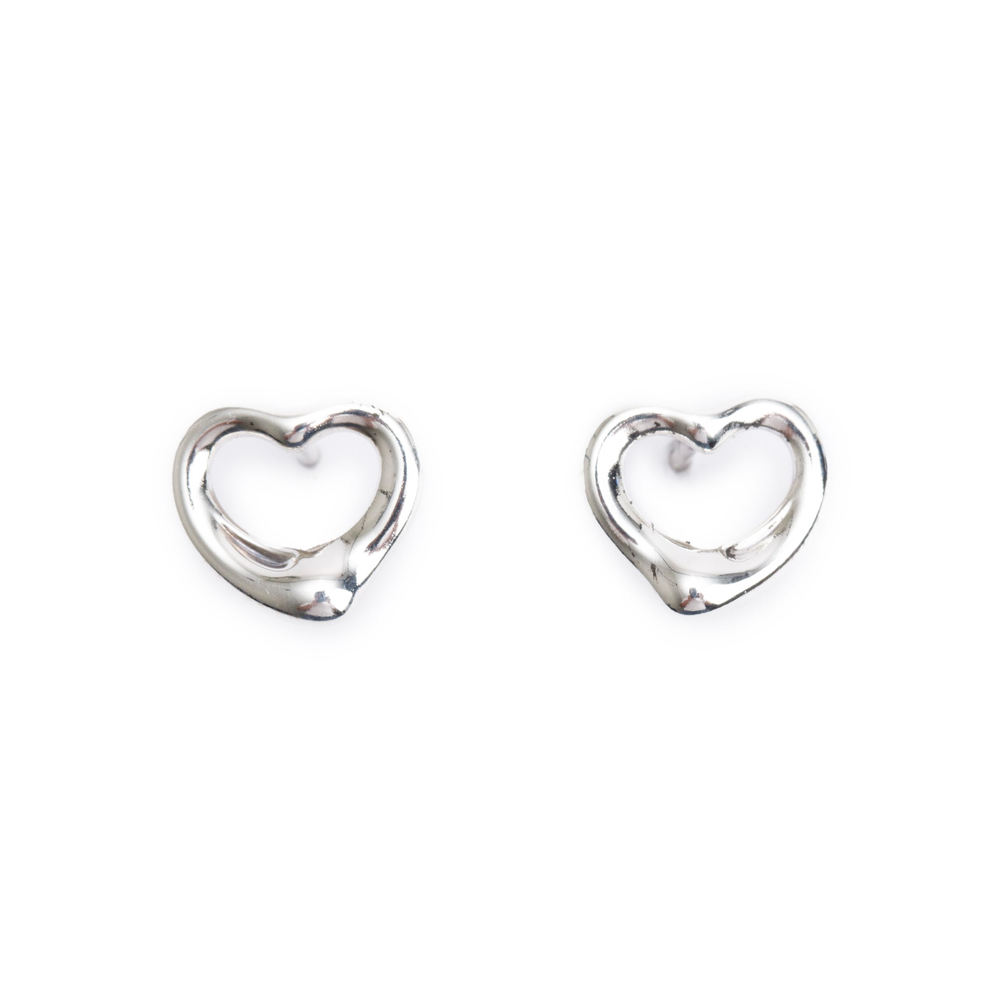 Tiffany & Co. Elsa Peretti Sterling Silver Open Heart Earrings, 11 MM