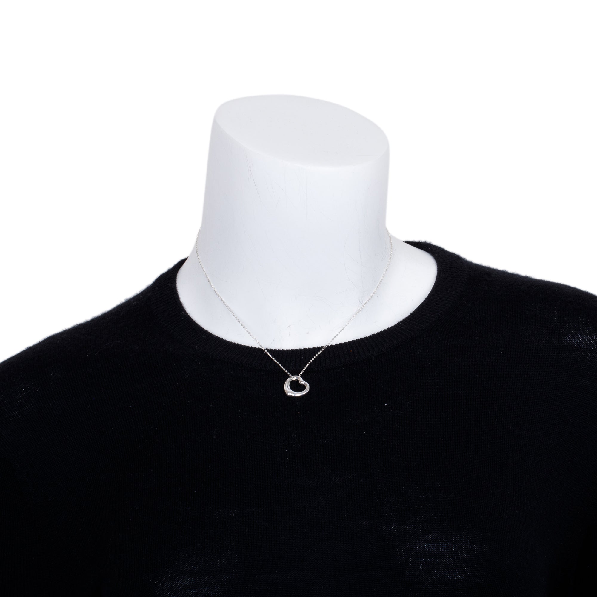 Tiffany & Co. Elsa Peretti Sterling Silver Open Heart Pendant Necklace, 16 MM
