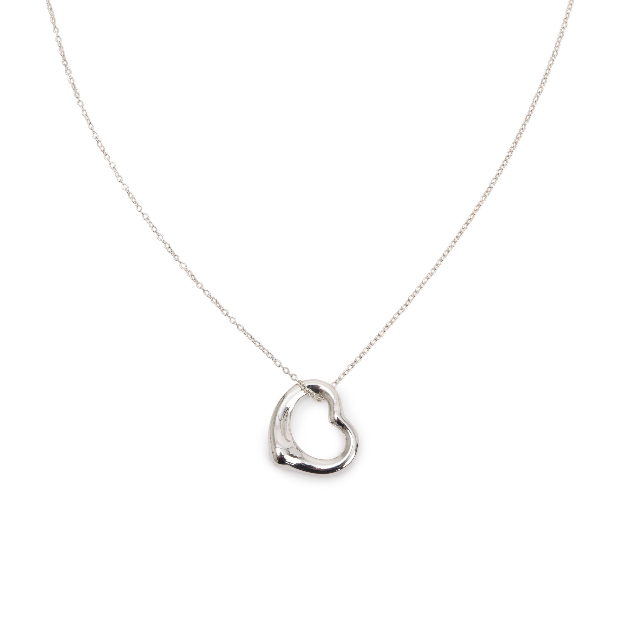 Tiffany & Co. Elsa Peretti Sterling Silver Open Heart Pendant Necklace, 16 MM