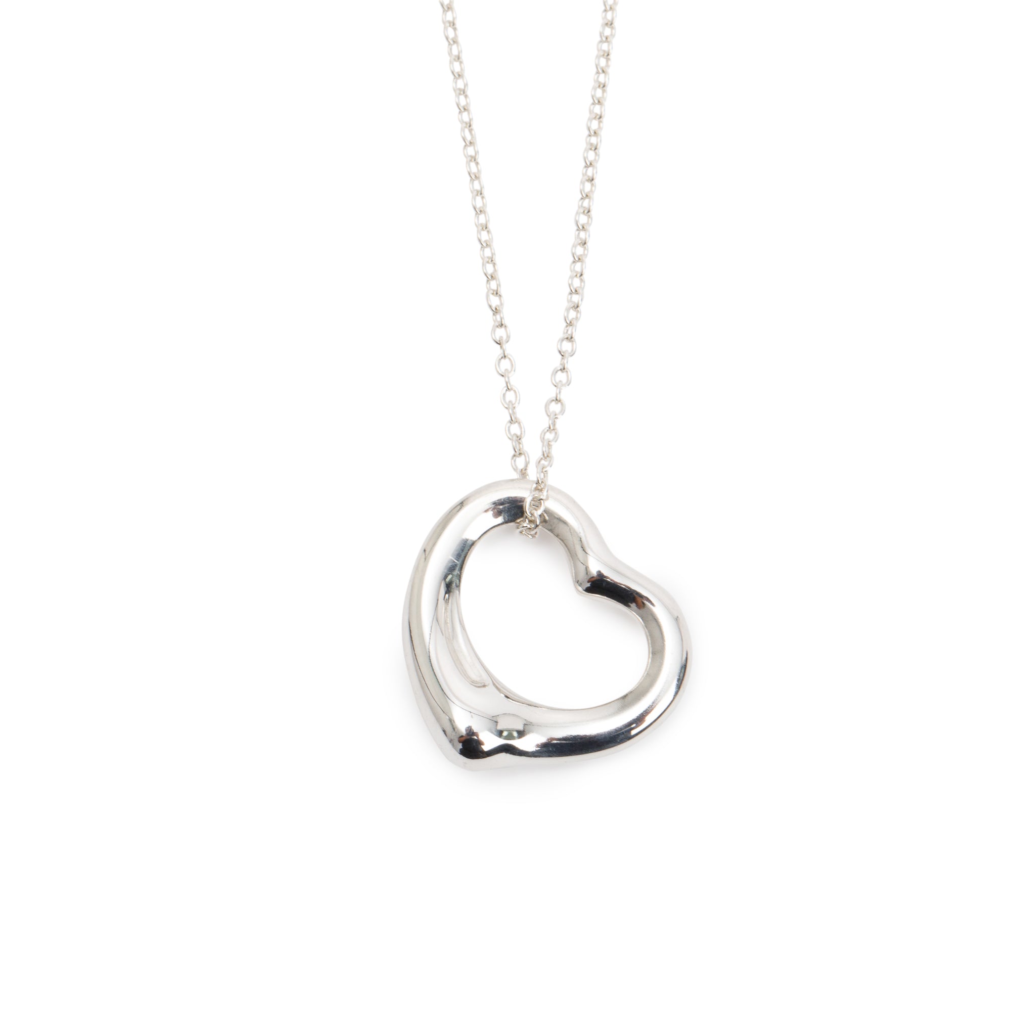 Tiffany & Co. Elsa Peretti Sterling Silver Open Heart Pendant Necklace, 16 MM