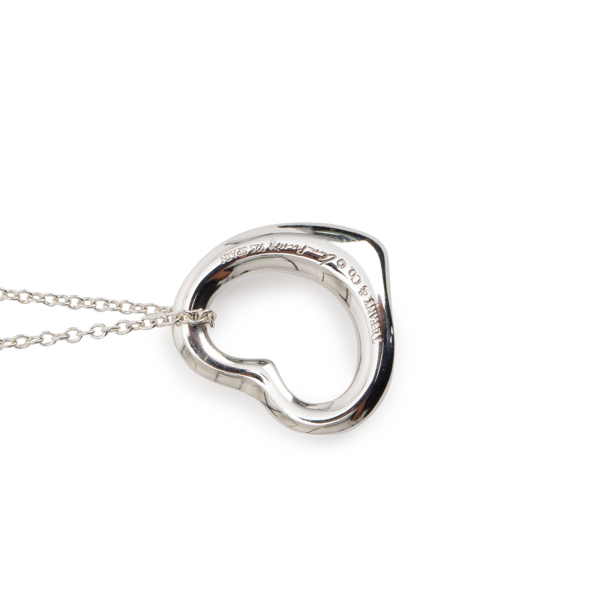 Tiffany & Co. Elsa Peretti Sterling Silver Open Heart Pendant Necklace, 16 MM