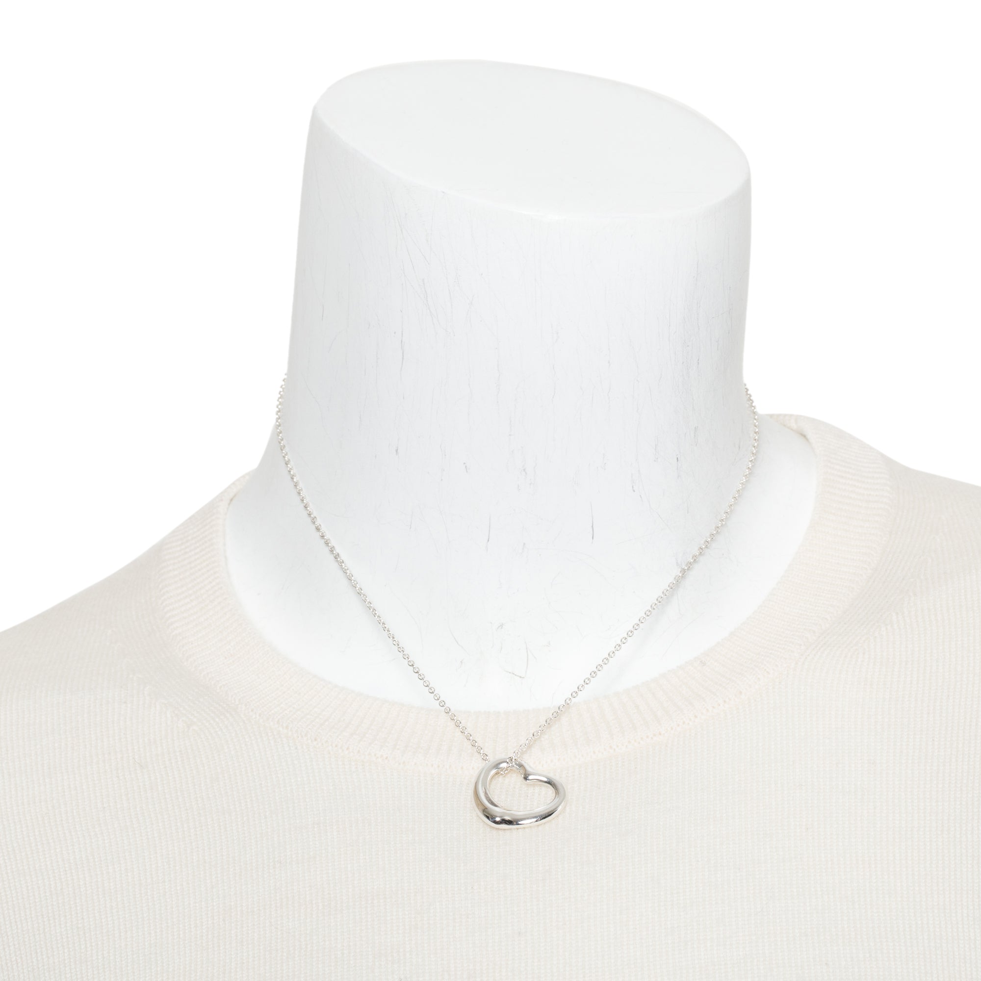 Tiffany & Co. Elsa Peretti Sterling Silver Open Heart Pendant Necklace, 22 MM