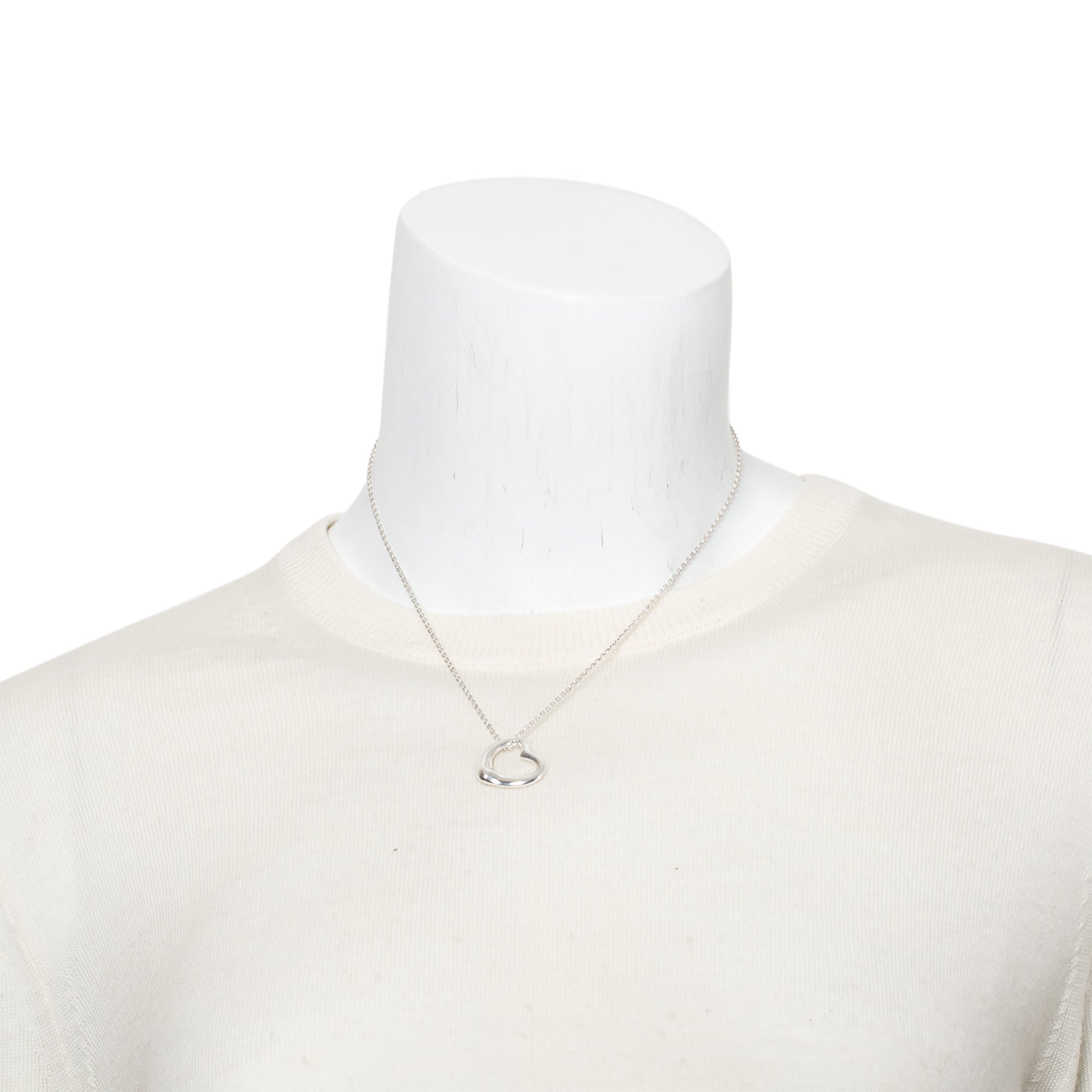 Tiffany & Co. Elsa Peretti Sterling Silver Open Heart Pendant Necklace, 22 MM