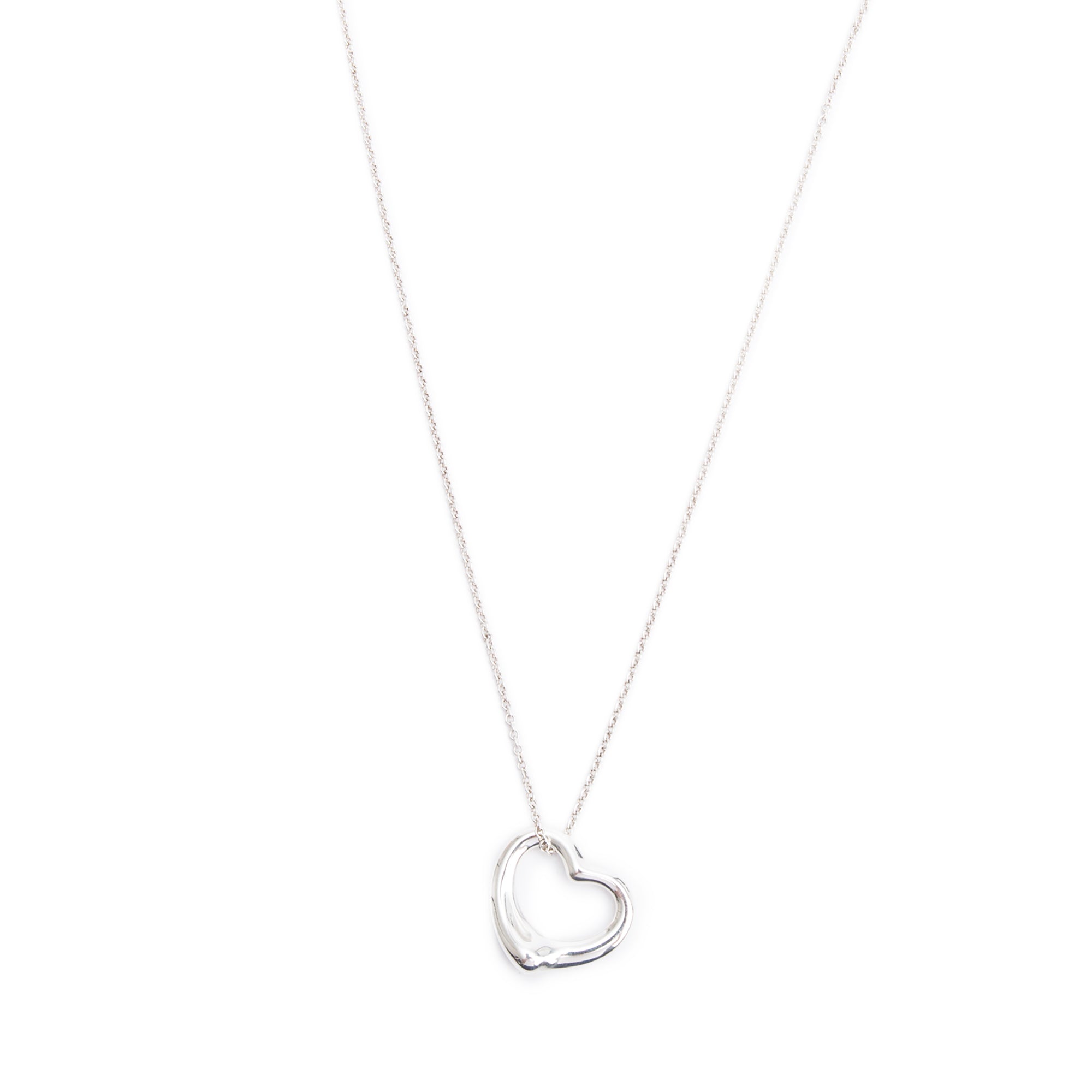 Tiffany & Co. Elsa Peretti Sterling Silver Open Heart Pendant Necklace, 22 MM