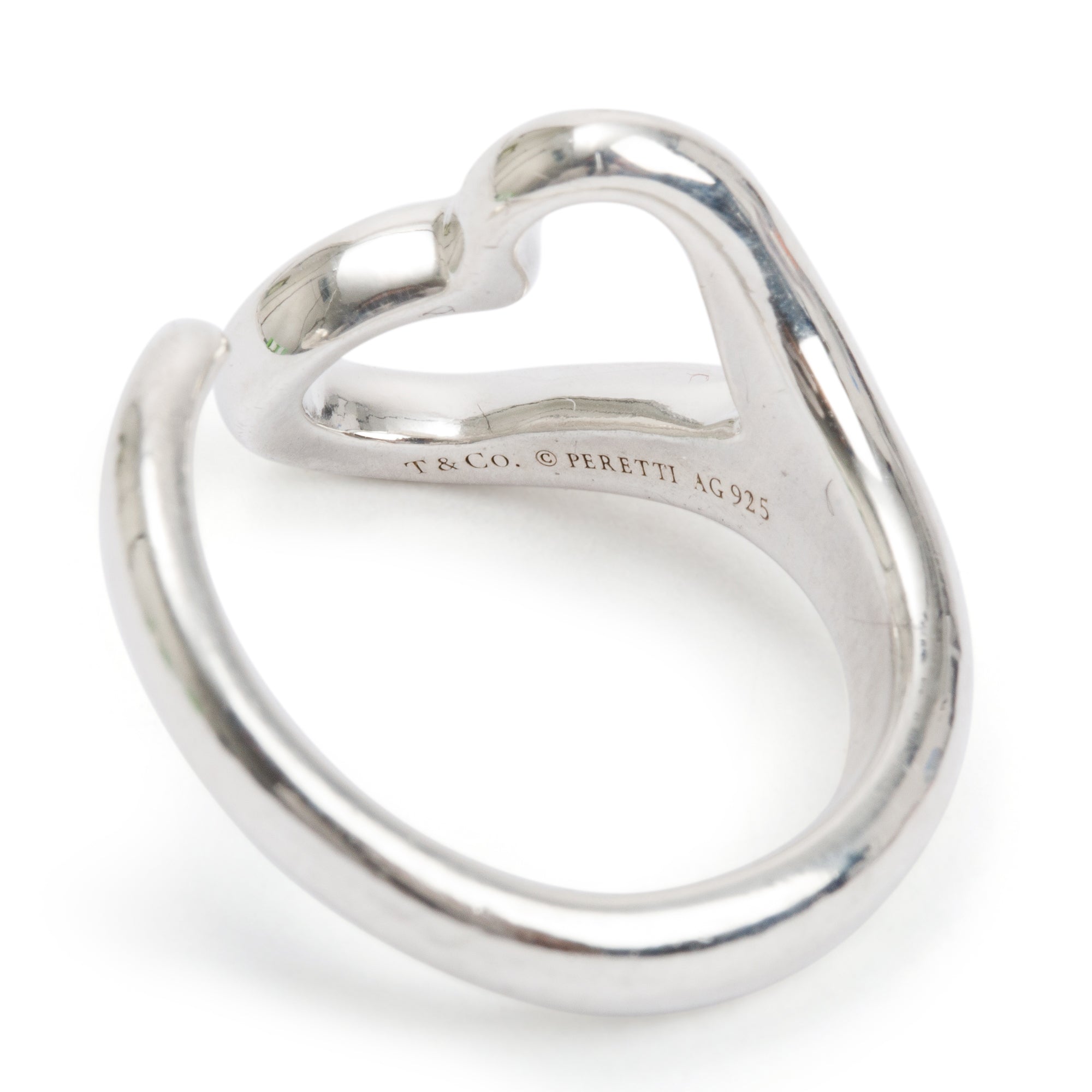 Tiffany & Co. Elsa Peretti Sterling Silver Open Heart Ring, Size 5