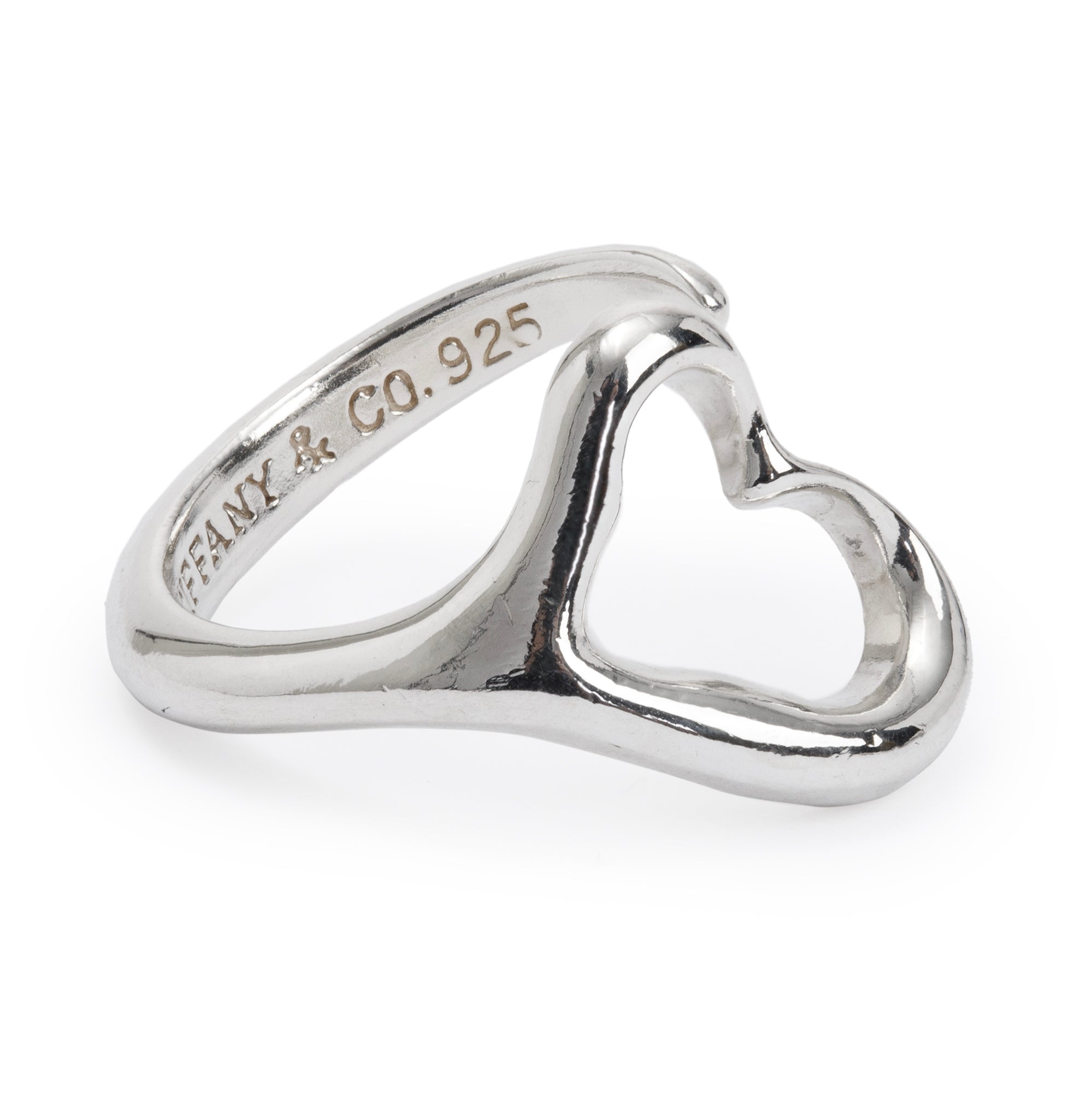 Tiffany & Co. Elsa Peretti Sterling Silver Open Heart Ring, Size 5.5